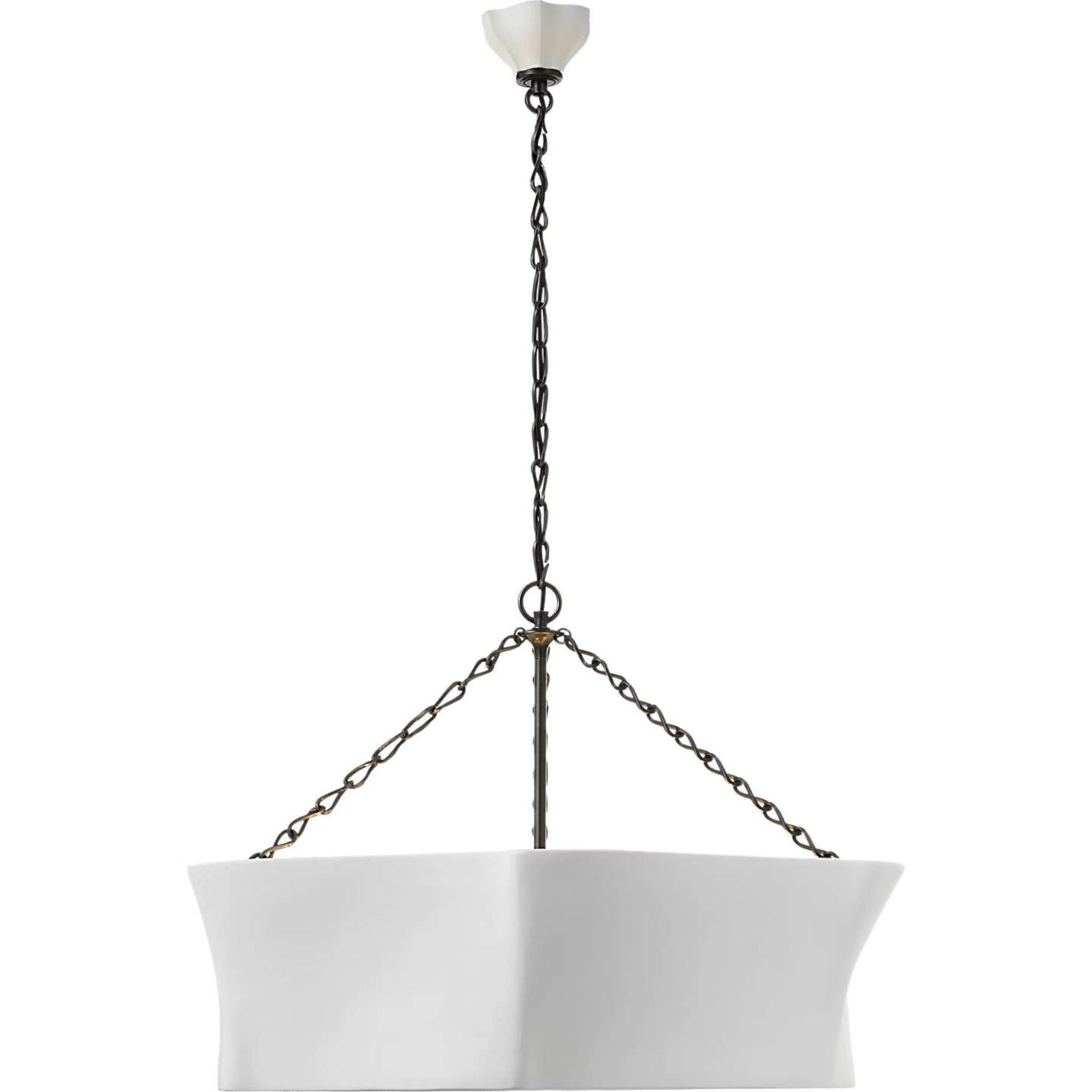 AERIN Ayers 31" Sculptural Chandelier in Bronze and Plaster White W30.5" x H21"