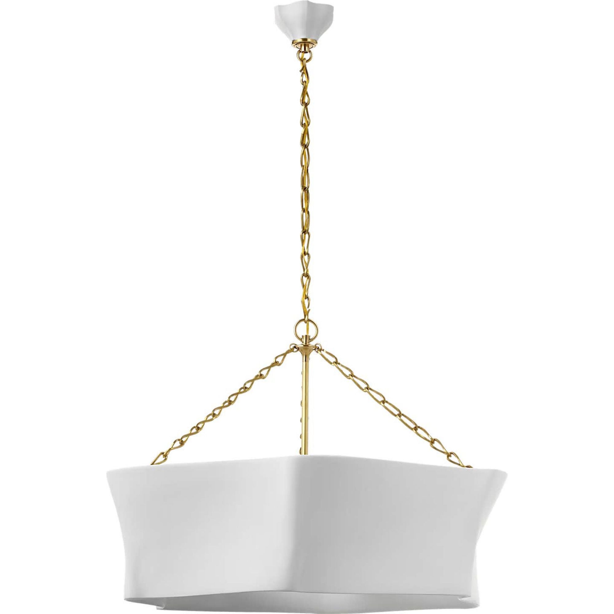 AERIN Ayers 31" Sculptural Chandelier in Hand-Rubbed Antique Brass and Plaster White W30.5" x H21"