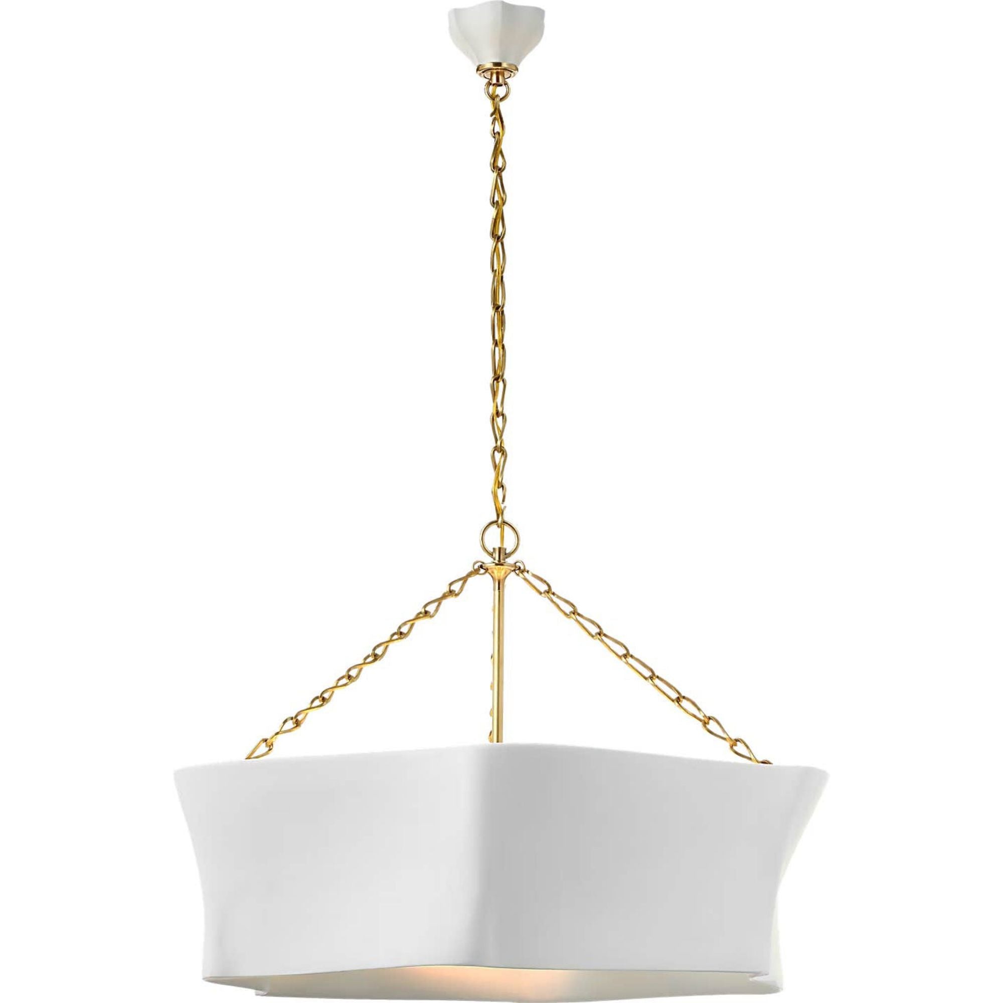 AERIN Ayers 31" Sculptural Chandelier in Hand-Rubbed Antique Brass and Plaster White W30.5" x H21"