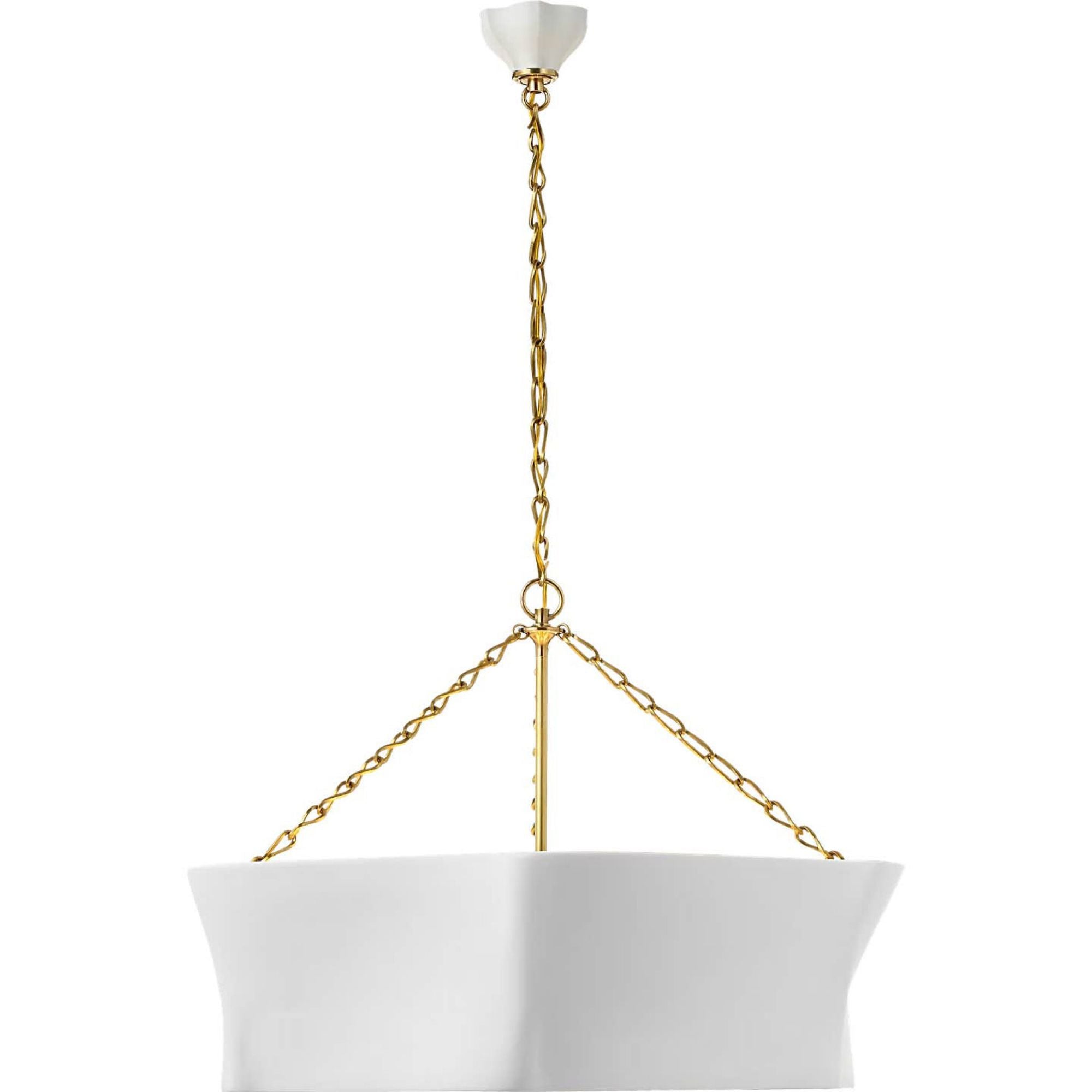 AERIN Ayers 31" Sculptural Chandelier in Hand-Rubbed Antique Brass and Plaster White W30.5" x H21"