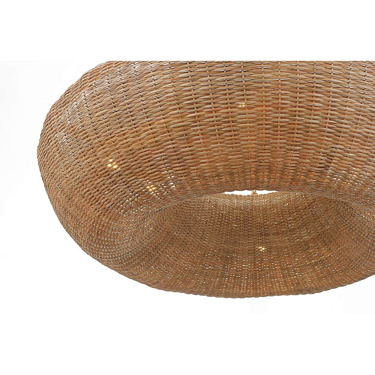 AERIN Devon 35" Chandelier in Hand-Rubbed Antique Brass with Natural Wicker W35" x H24"