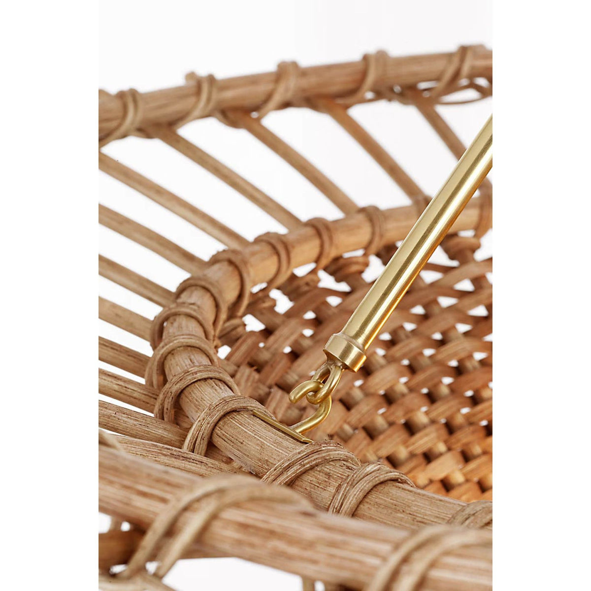 AERIN Elona 24" Chandelier in Hand-Rubbed Antique Brass with Natural Wicker W24" x H15"