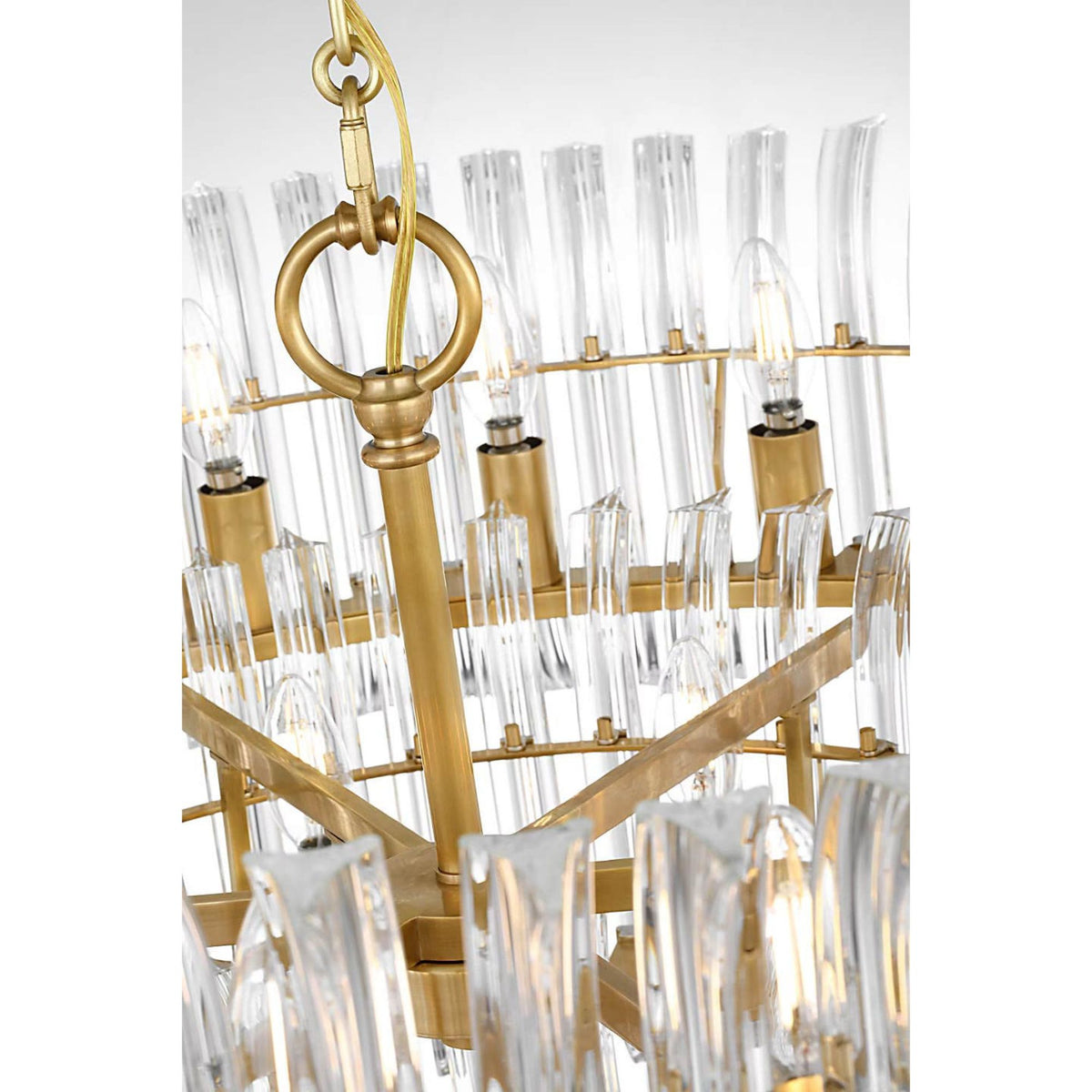 AERIN Rhine 34" Three Tier Chandelier in Hand-Rubbed Antique Brass with Crystal W34" x H21.75"