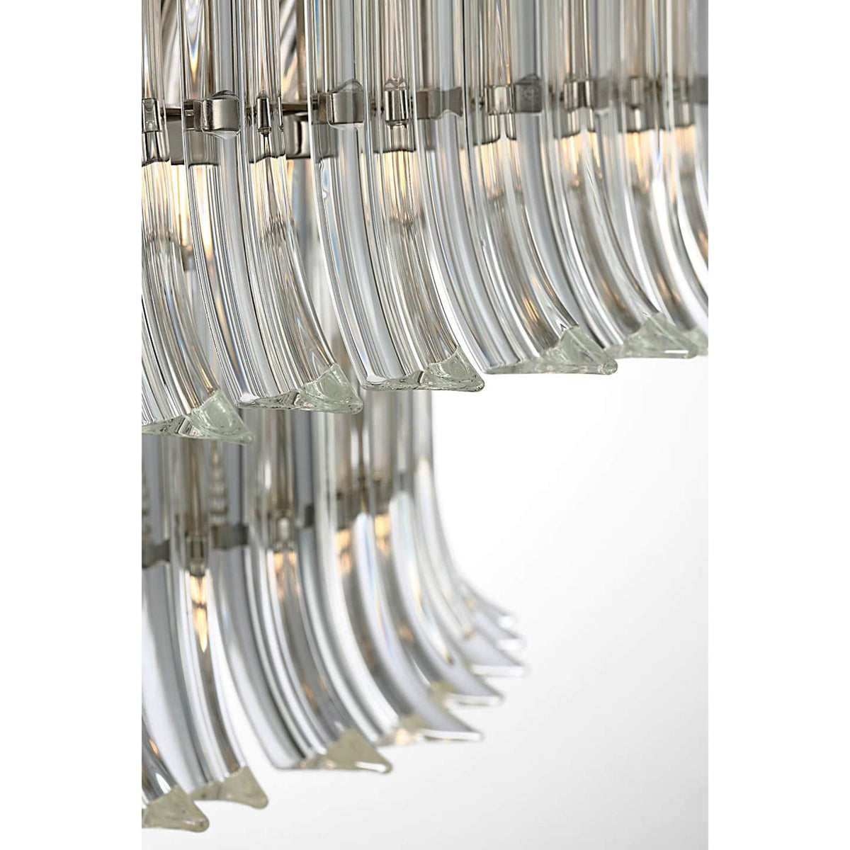 AERIN Rhine 34" Three Tier Chandelier in Polished Nickel with Crystal W34" x H21.75"