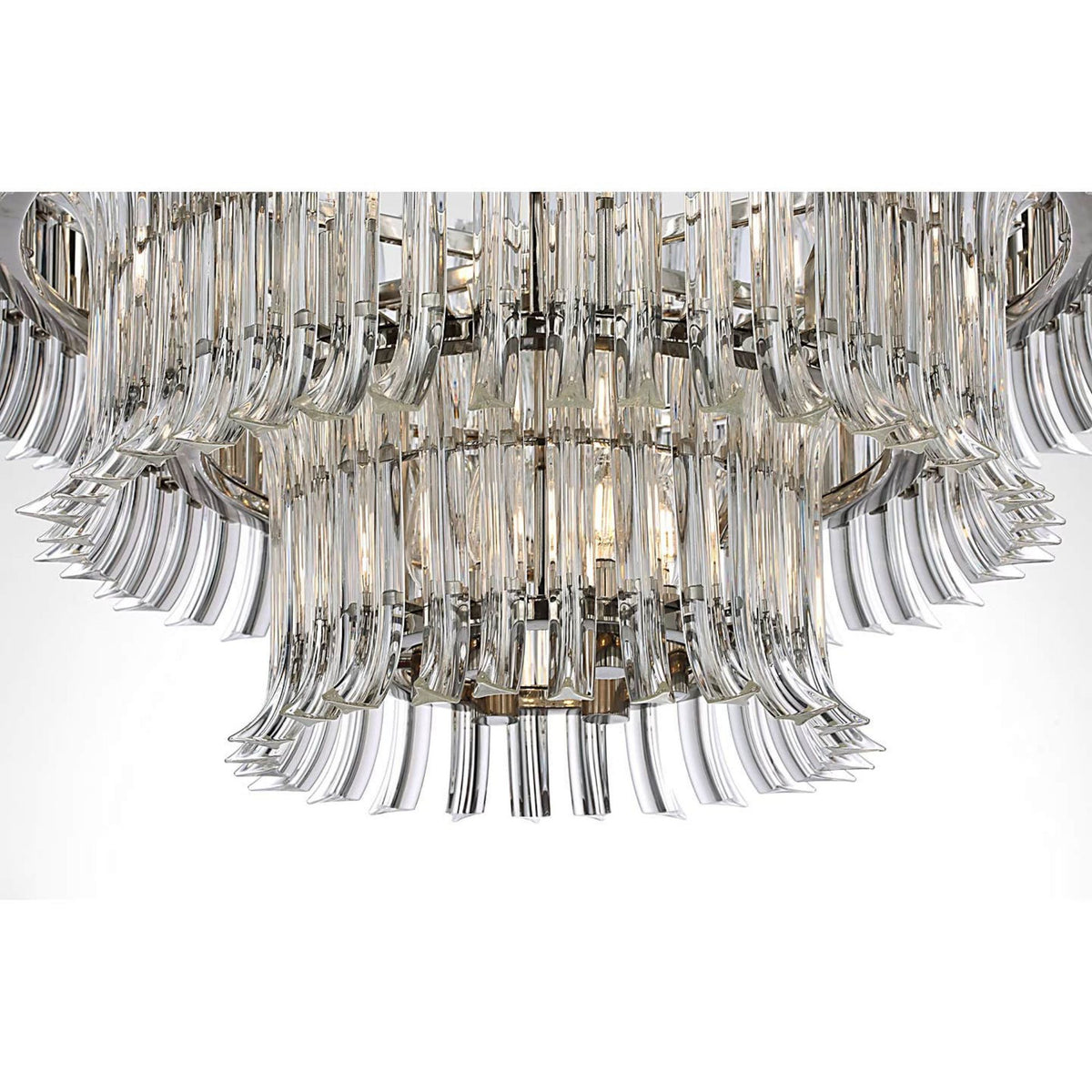 AERIN Rhine 34" Three Tier Chandelier in Polished Nickel with Crystal W34" x H21.75"
