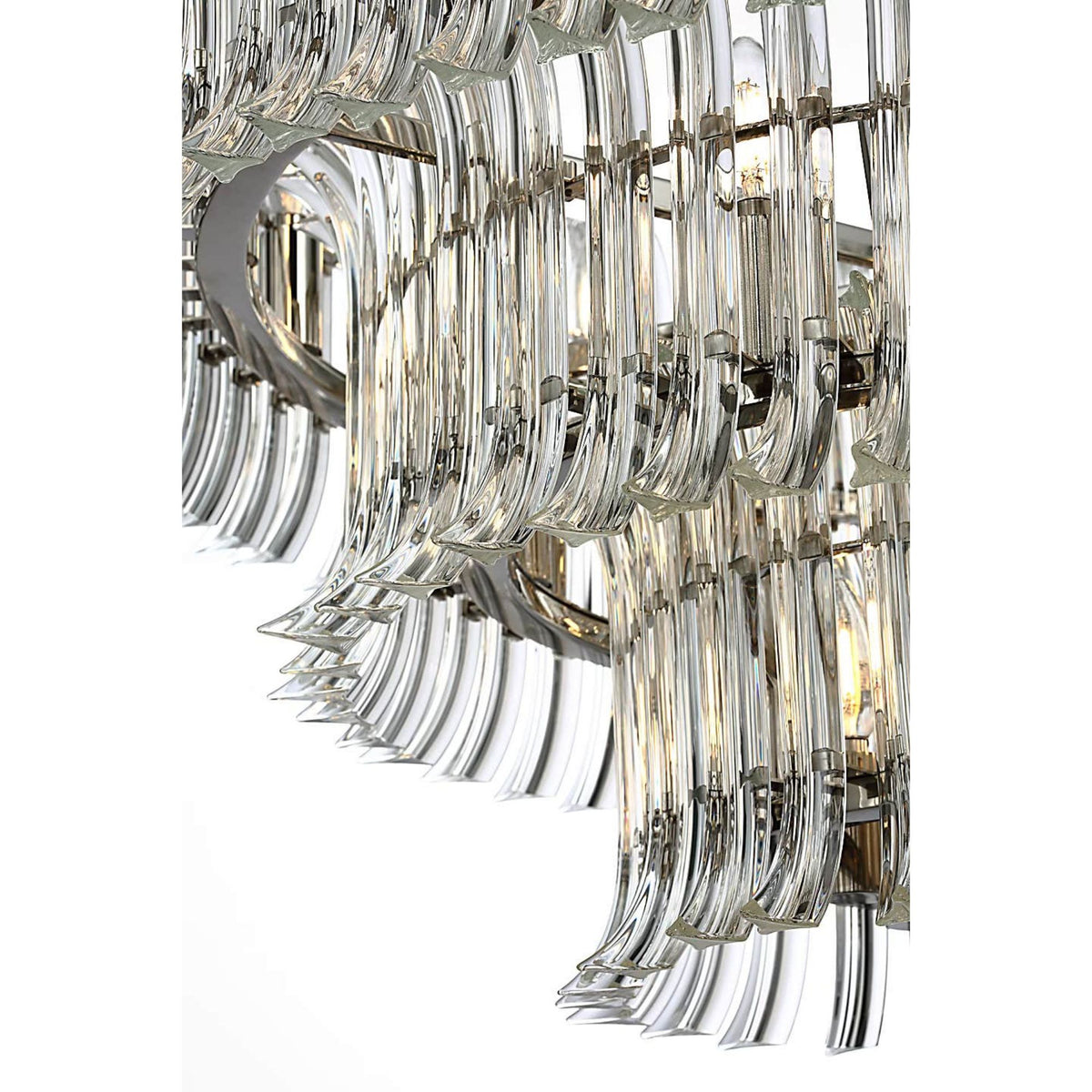 AERIN Rhine 34" Three Tier Chandelier in Polished Nickel with Crystal W34" x H21.75"