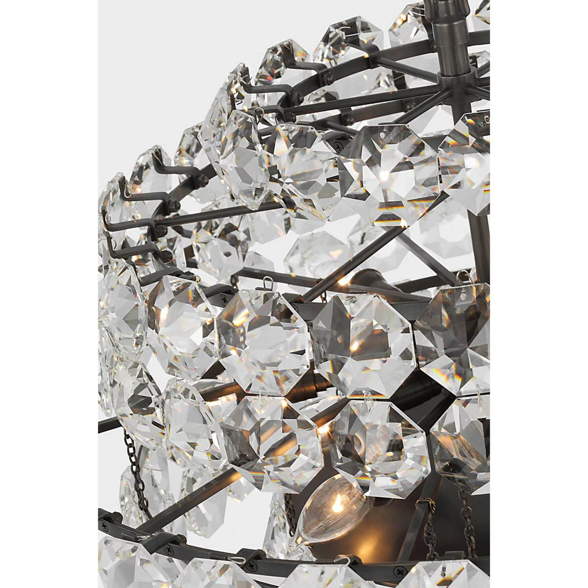 AERIN Sanger Small Chandelier in Bronze with Crystal W29" x H19"