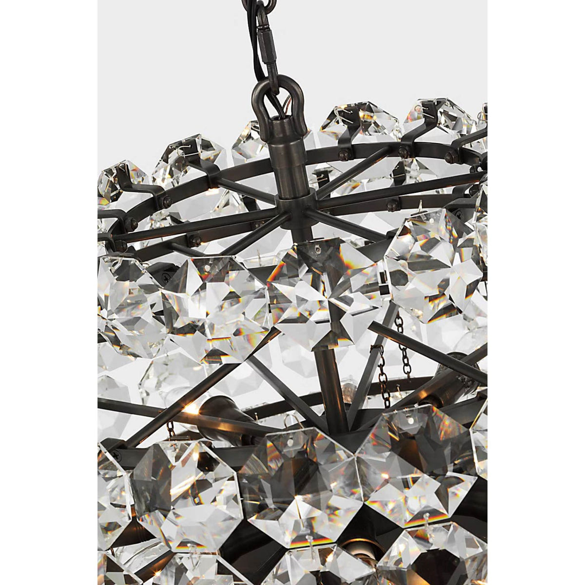 AERIN Sanger Small Chandelier in Bronze with Crystal W29" x H19"