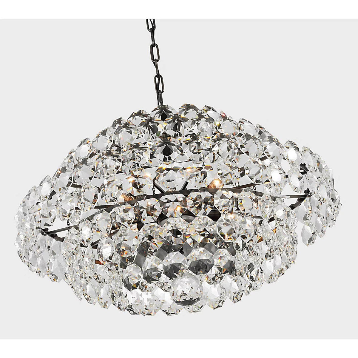 AERIN Sanger Small Chandelier in Bronze with Crystal W29" x H19"
