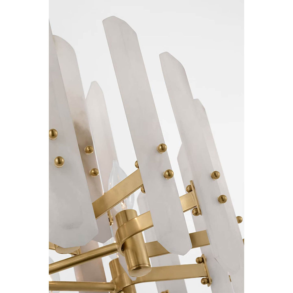 AERIN Bonnington Small Chandelier in Hand-Rubbed Antique Brass with Alabaster W23.75" x H15.25"