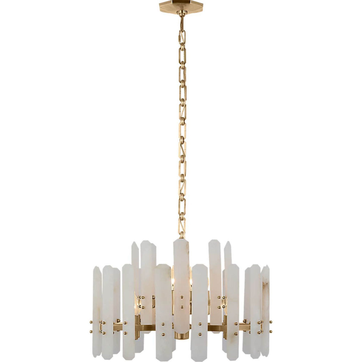 AERIN Bonnington Small Chandelier in Hand-Rubbed Antique Brass with Alabaster W23.75" x H15.25"