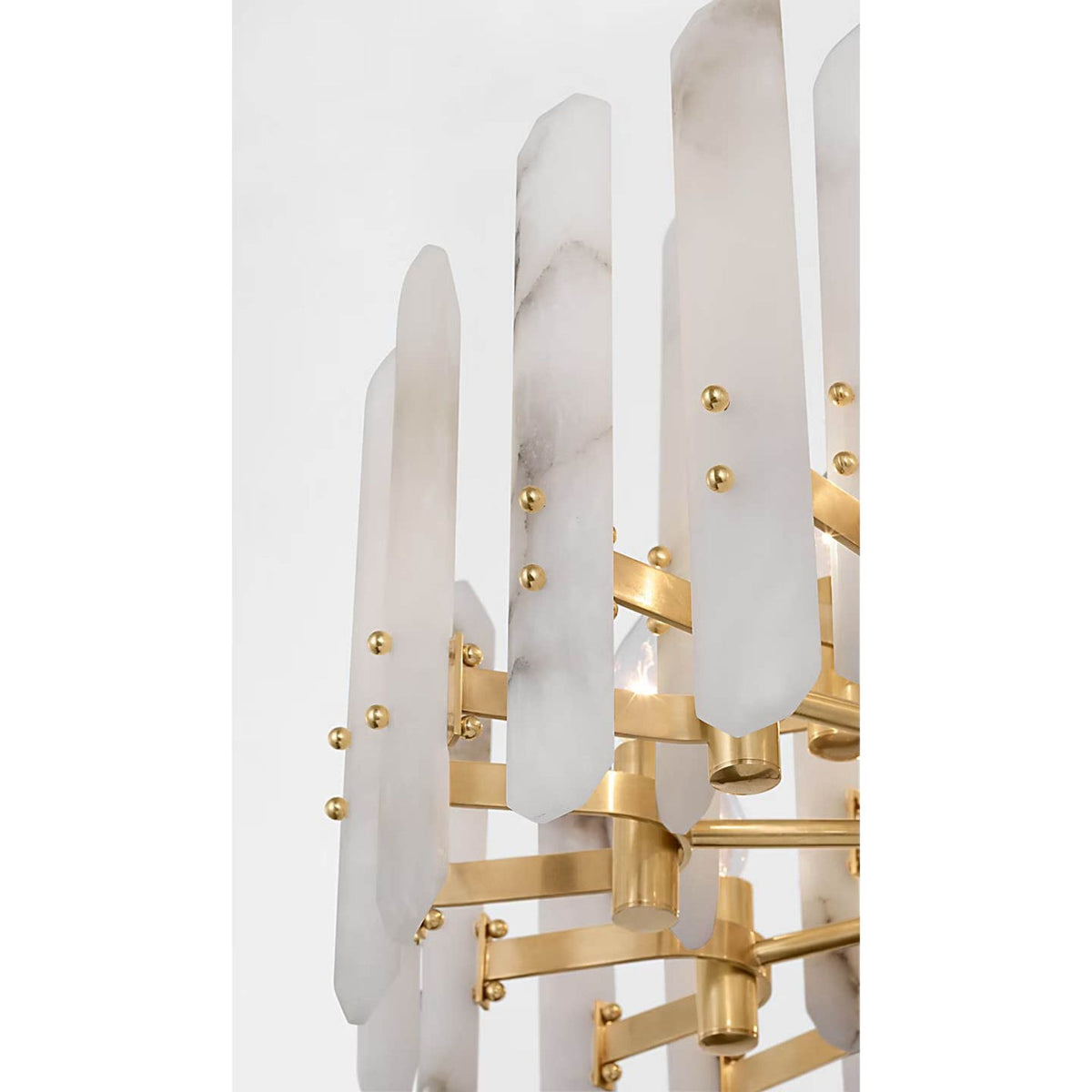 AERIN Bonnington Large Chandelier in Hand-Rubbed Antique Brass with Alabaster W32" x H15.25"
