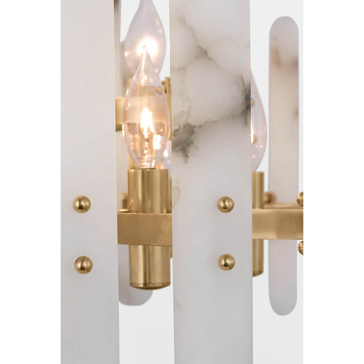 AERIN Bonnington Large Chandelier in Hand-Rubbed Antique Brass with Alabaster W32" x H15.25"
