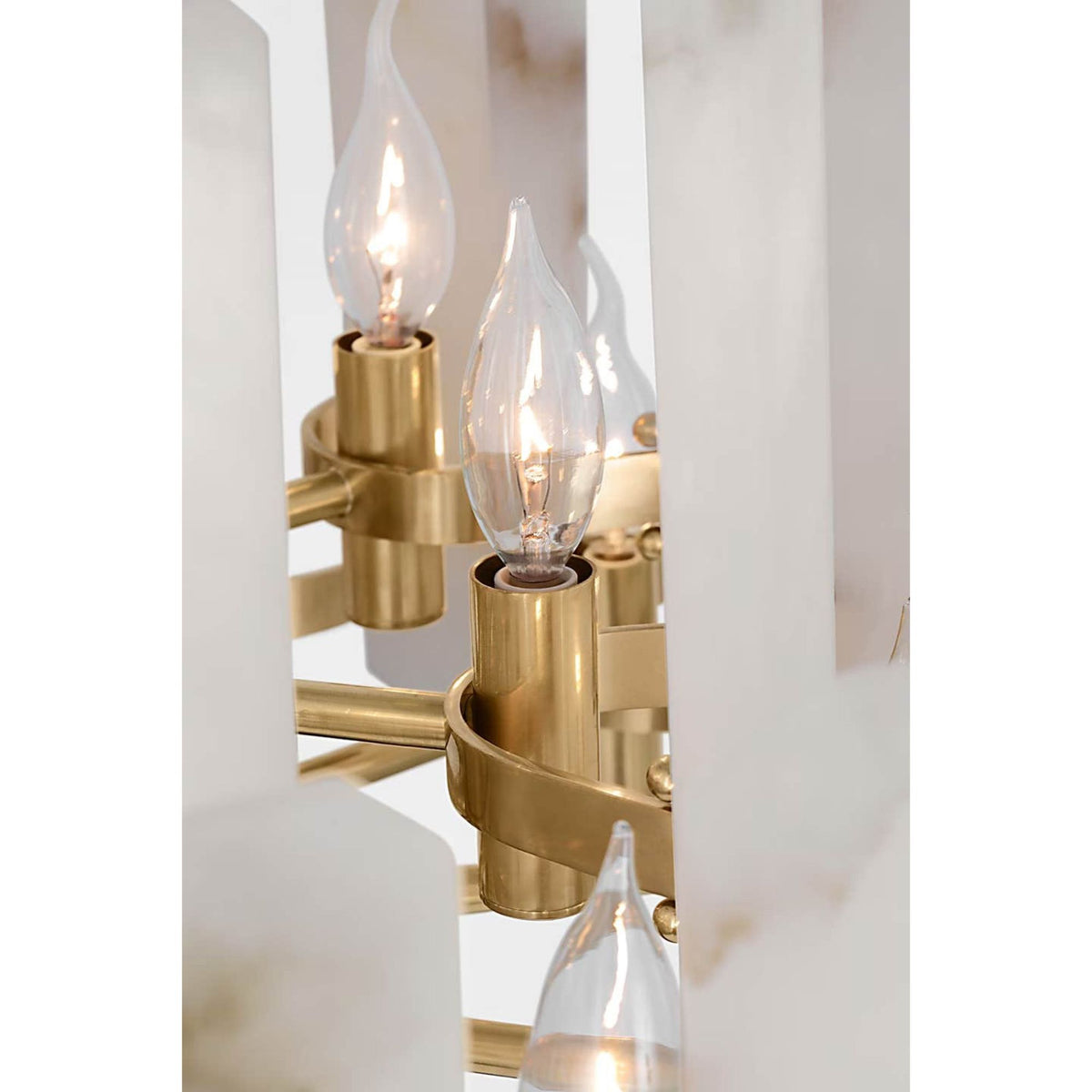 AERIN Bonnington Large Chandelier in Hand-Rubbed Antique Brass with Alabaster W32" x H15.25"