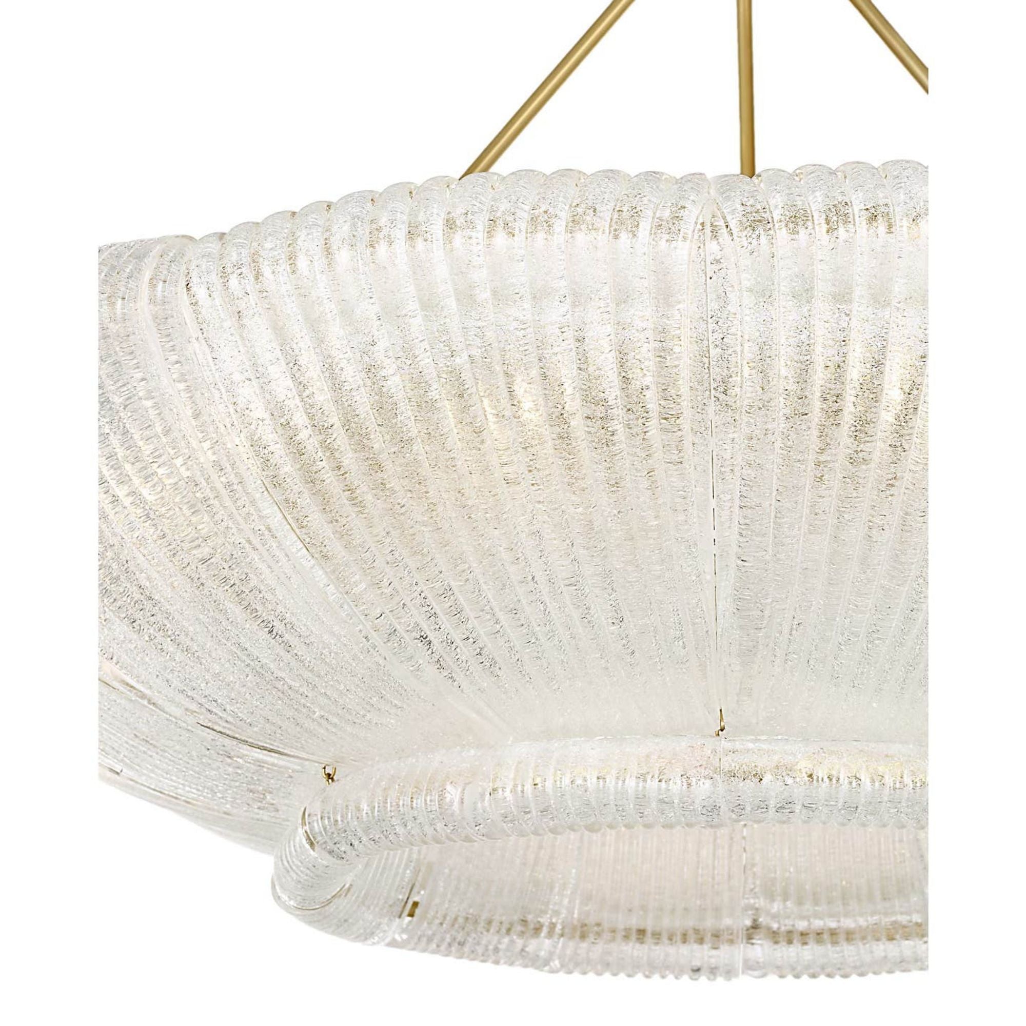 AERIN Claude 39" Chandelier in Hand-Rubbed Antique Brass with Clear Graniglia Glass W37.75"