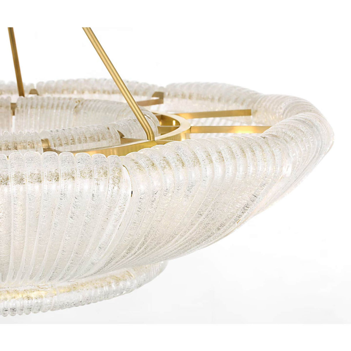 AERIN Claude 39" Chandelier in Hand-Rubbed Antique Brass with Clear Graniglia Glass W37.75"