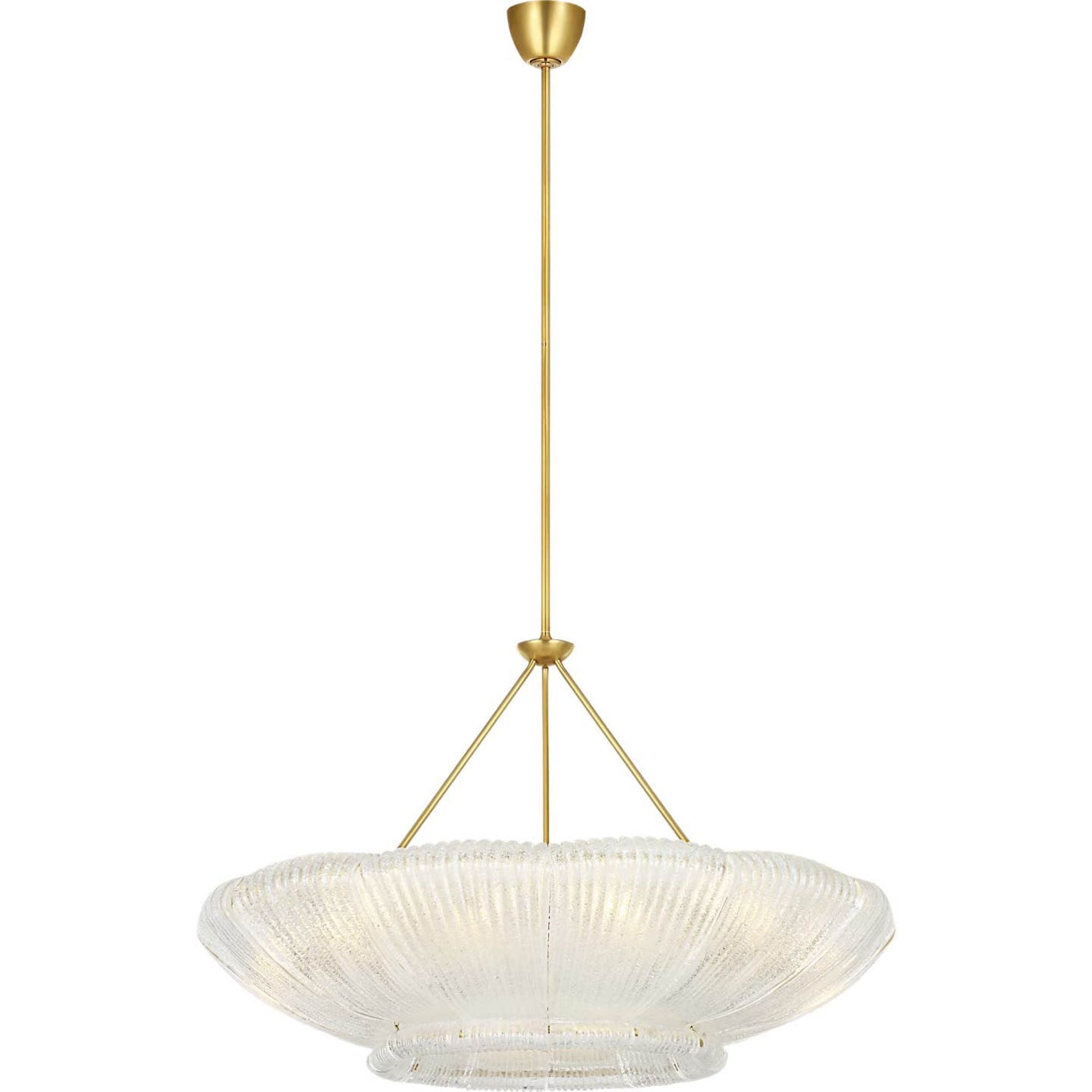 AERIN Claude 39" Chandelier in Hand-Rubbed Antique Brass with Clear Graniglia Glass W37.75"