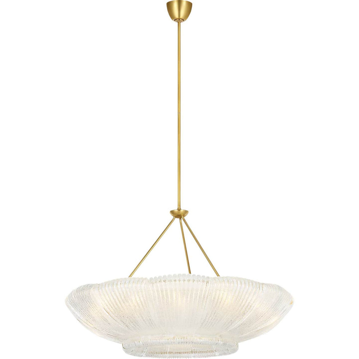 AERIN Claude 39" Chandelier in Hand-Rubbed Antique Brass with Clear Graniglia Glass W37.75"