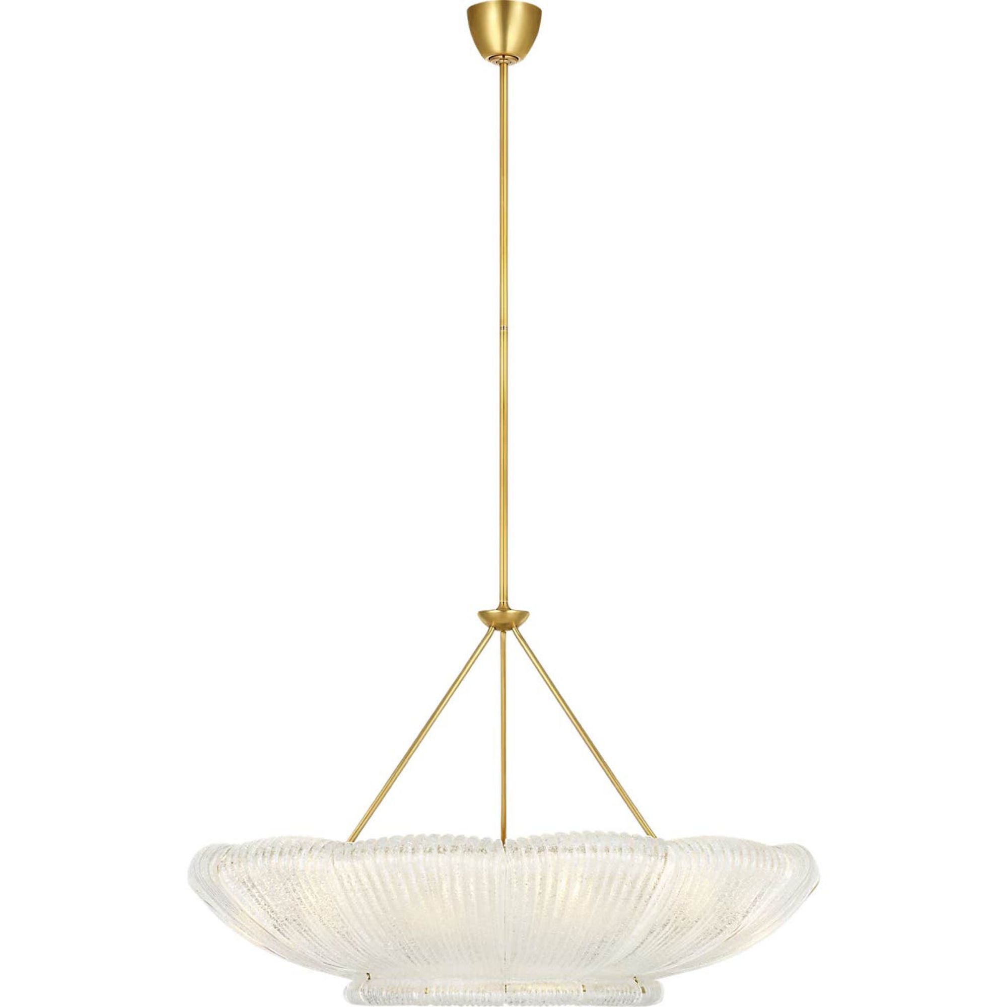AERIN Claude 39" Chandelier in Hand-Rubbed Antique Brass with Clear Graniglia Glass W37.75"