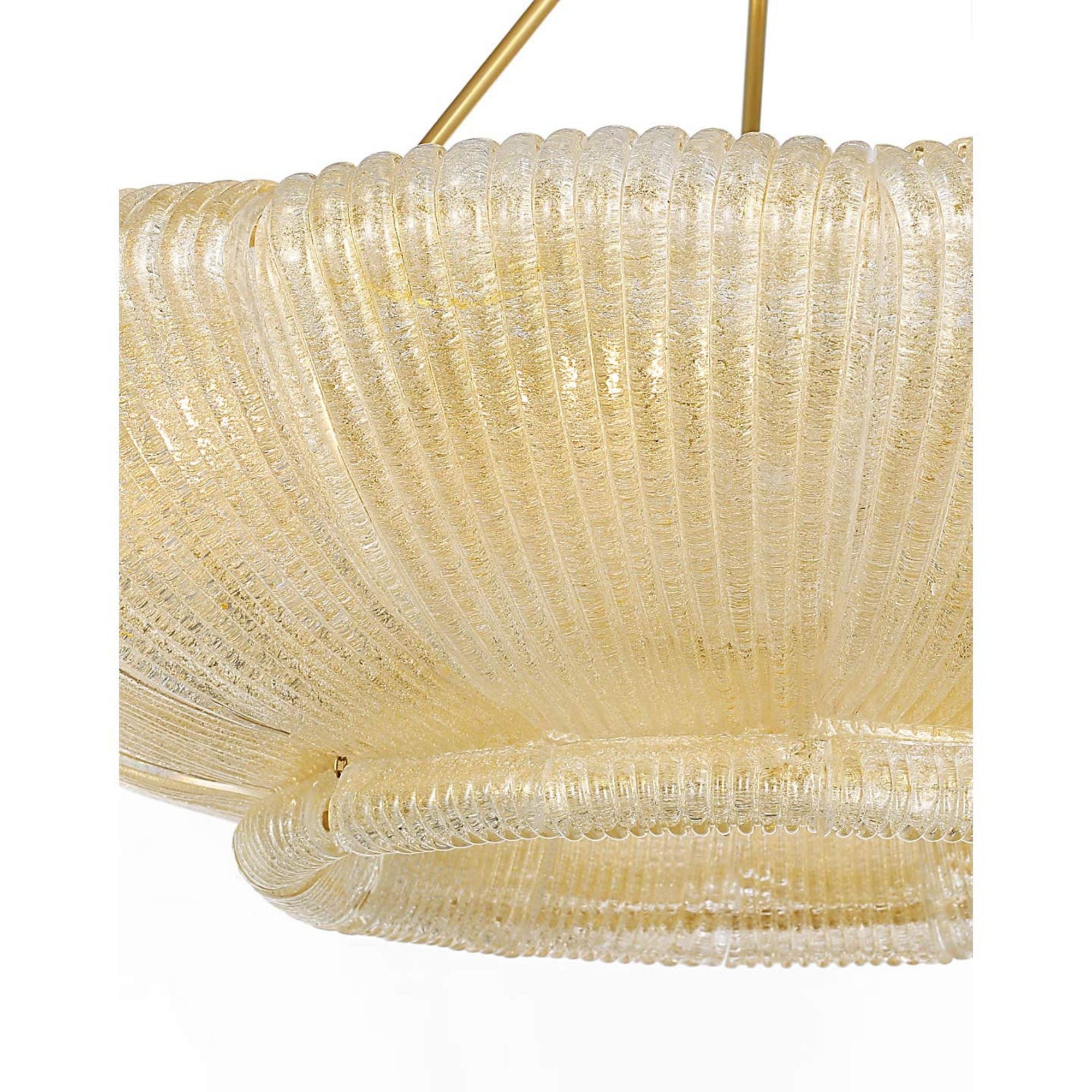 AERIN Claude 39" Chandelier in Hand-Rubbed Antique Brass with Gold Graniglia Glass W37.75"