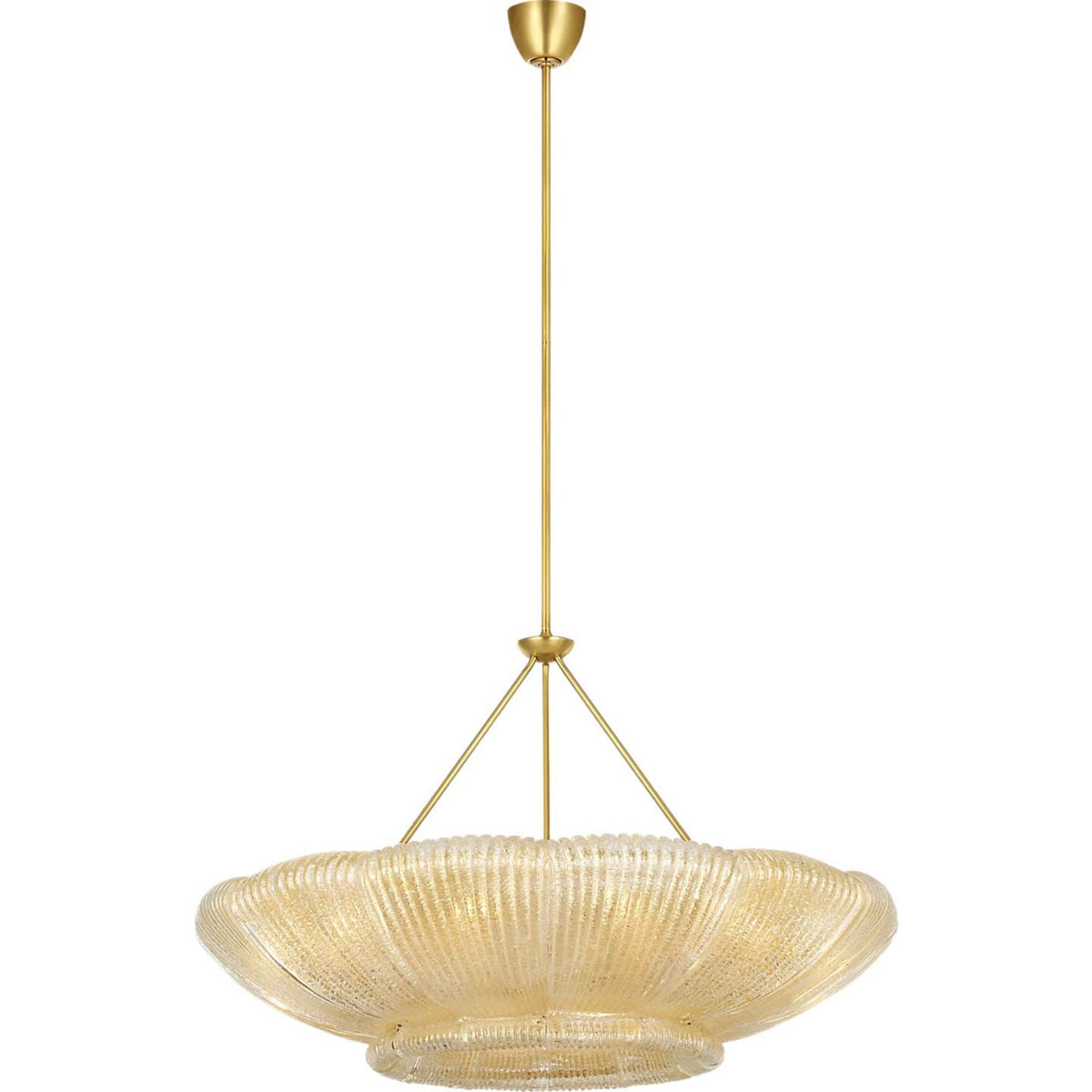 AERIN Claude 39" Chandelier in Hand-Rubbed Antique Brass with Gold Graniglia Glass W37.75"