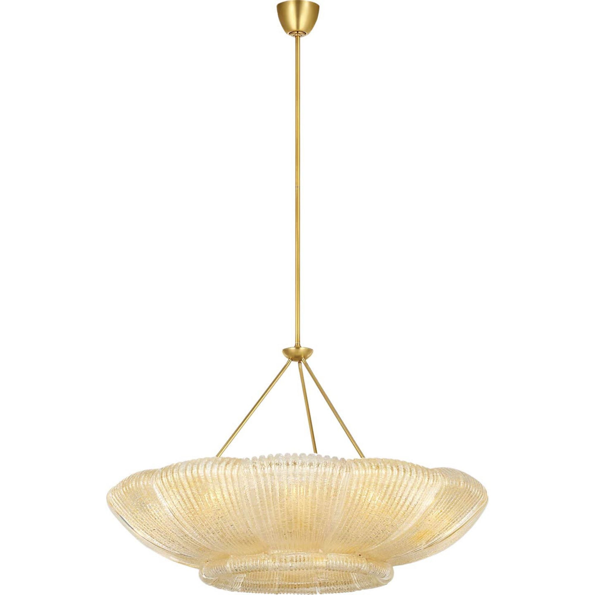 AERIN Claude 39" Chandelier in Hand-Rubbed Antique Brass with Gold Graniglia Glass W37.75"