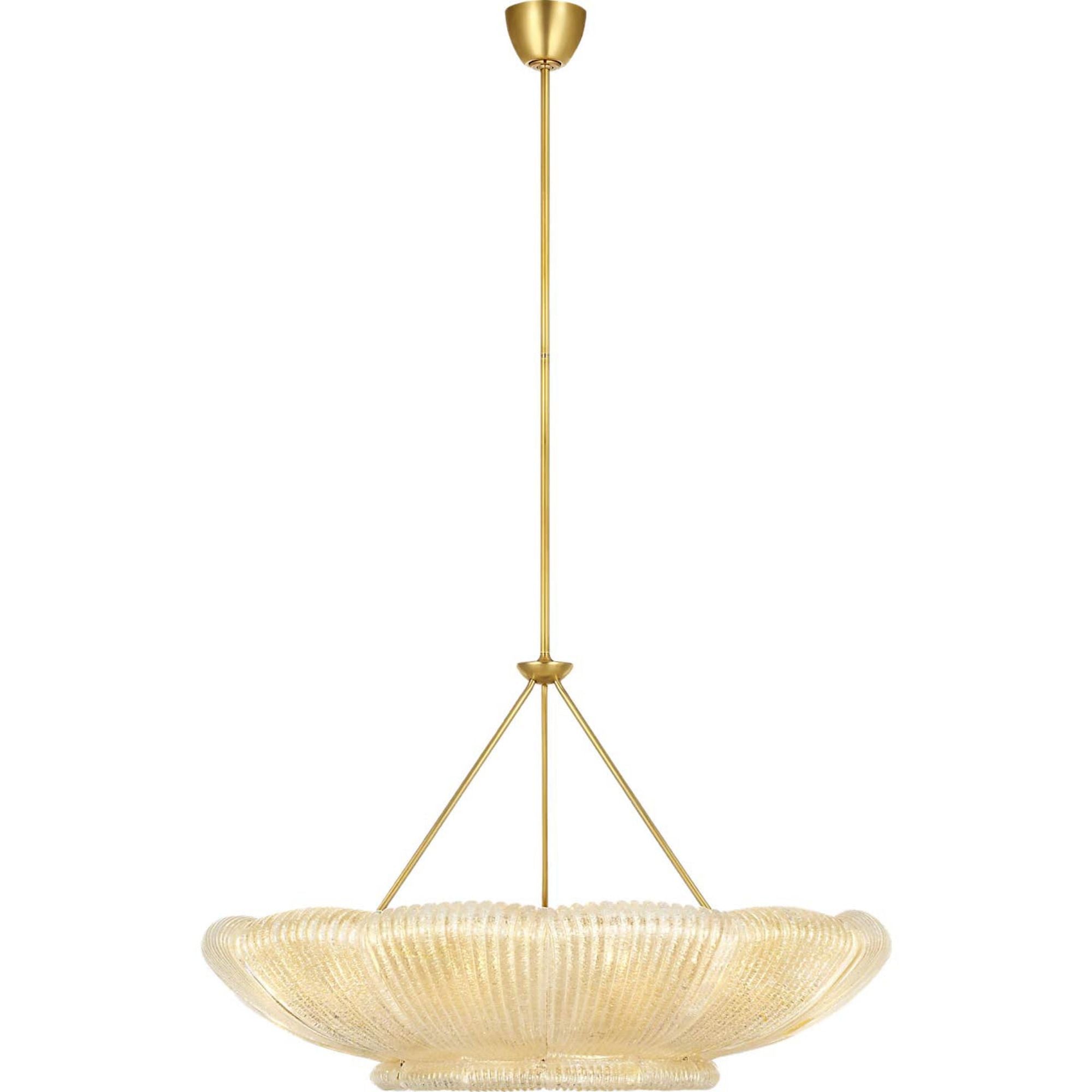 AERIN Claude 39" Chandelier in Hand-Rubbed Antique Brass with Gold Graniglia Glass W37.75"