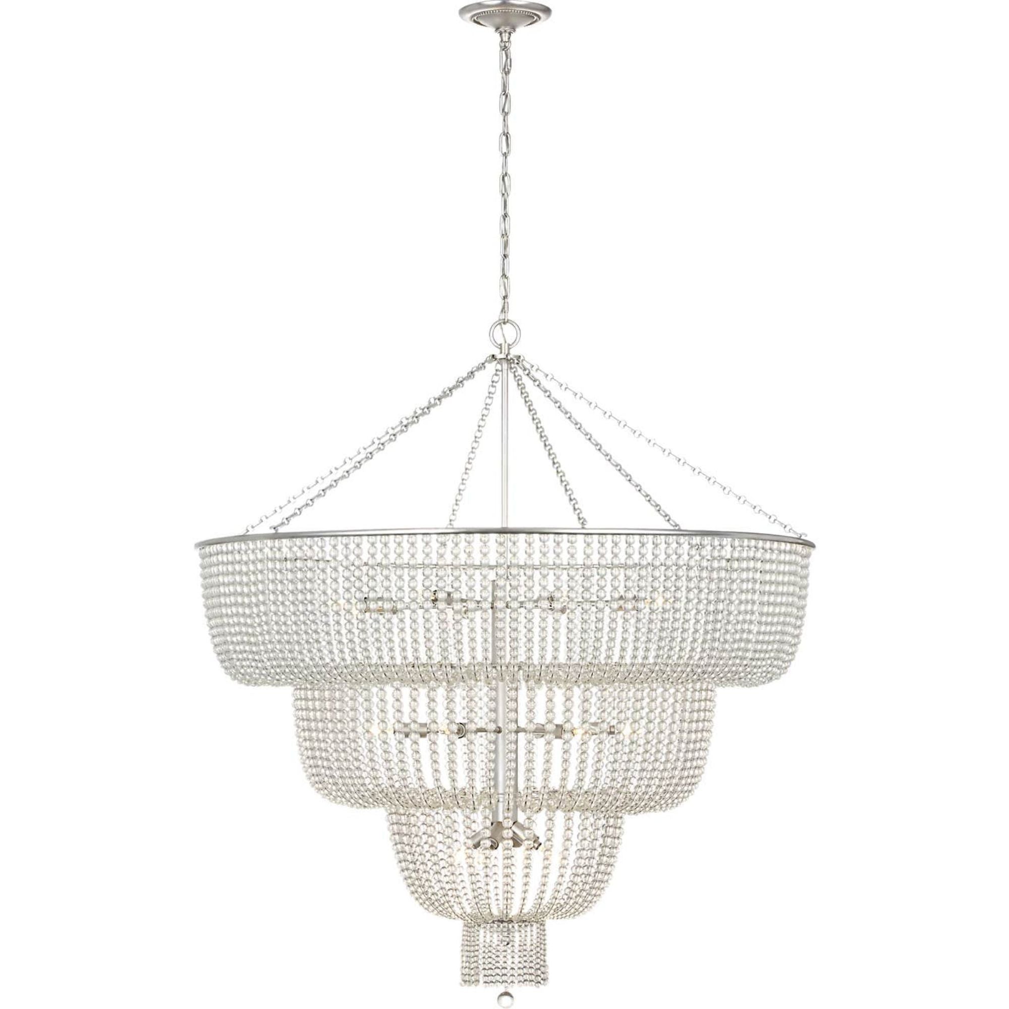 AERIN Jacqueline 46" Basket Chandelier in Burnished Silver Leaf with Clear Glass W45.5" x H50.25"