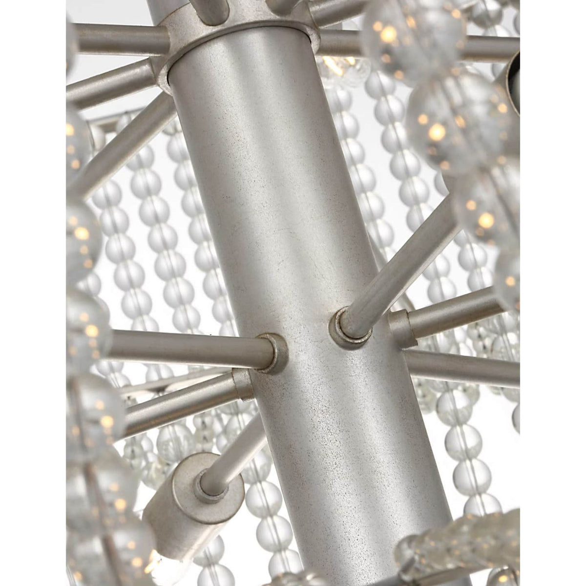 AERIN Jacqueline 46" Basket Chandelier in Burnished Silver Leaf with Clear Glass W45.5" x H50.25"