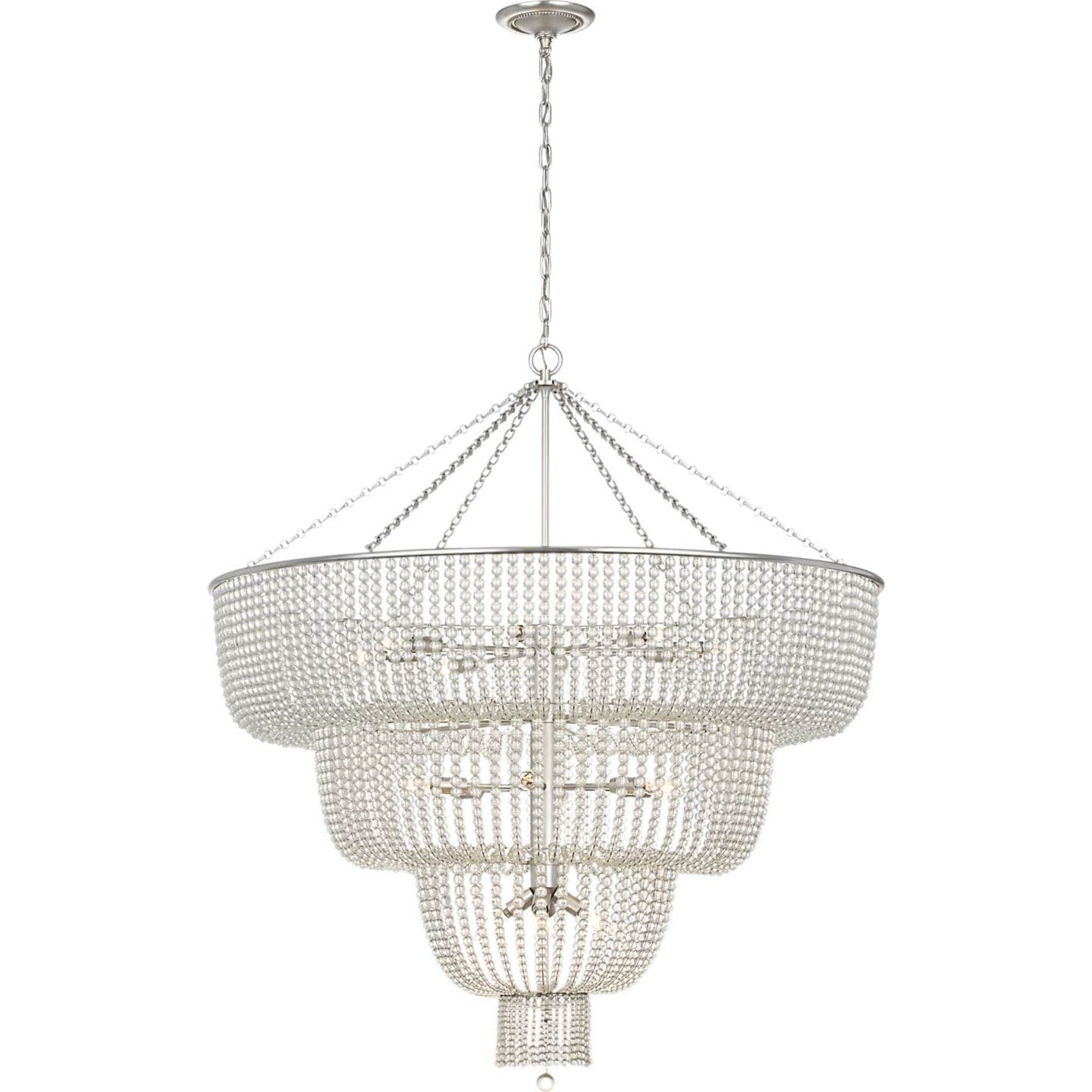 AERIN Jacqueline 46" Basket Chandelier in Burnished Silver Leaf with Clear Glass W45.5" x H50.25"