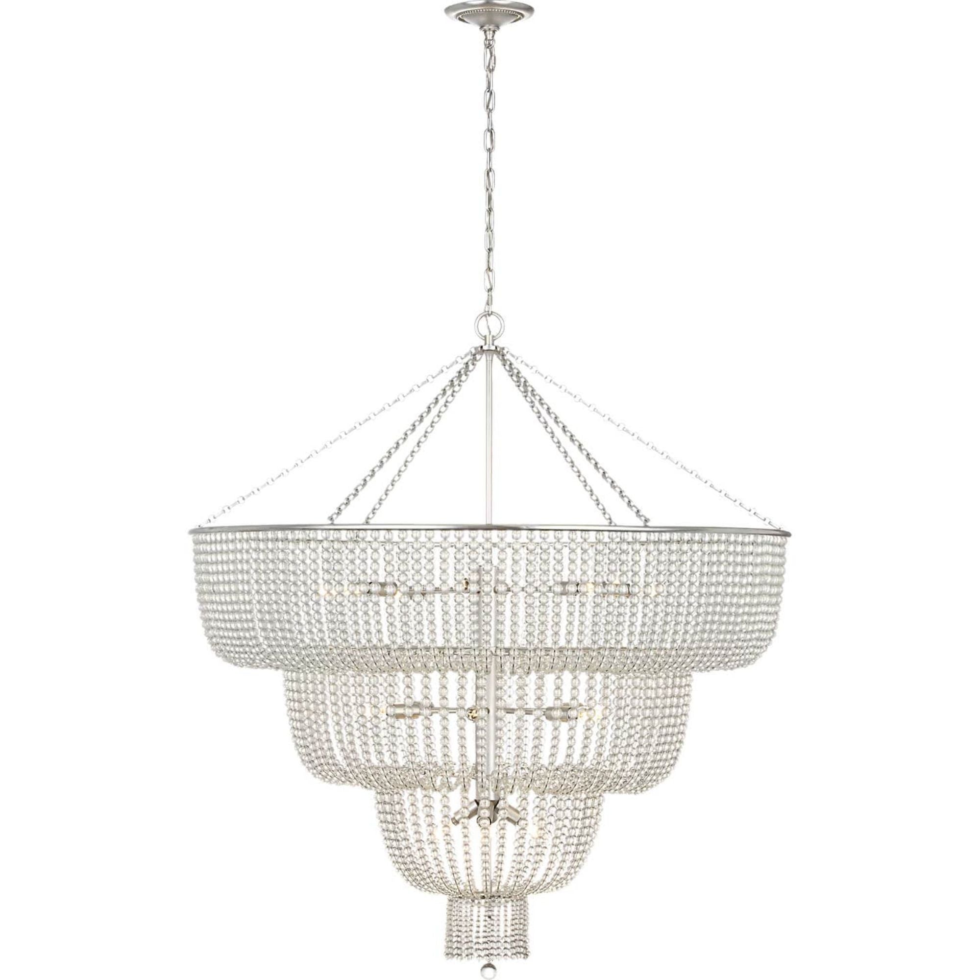 AERIN Jacqueline 46" Basket Chandelier in Burnished Silver Leaf with Clear Glass W45.5" x H50.25"