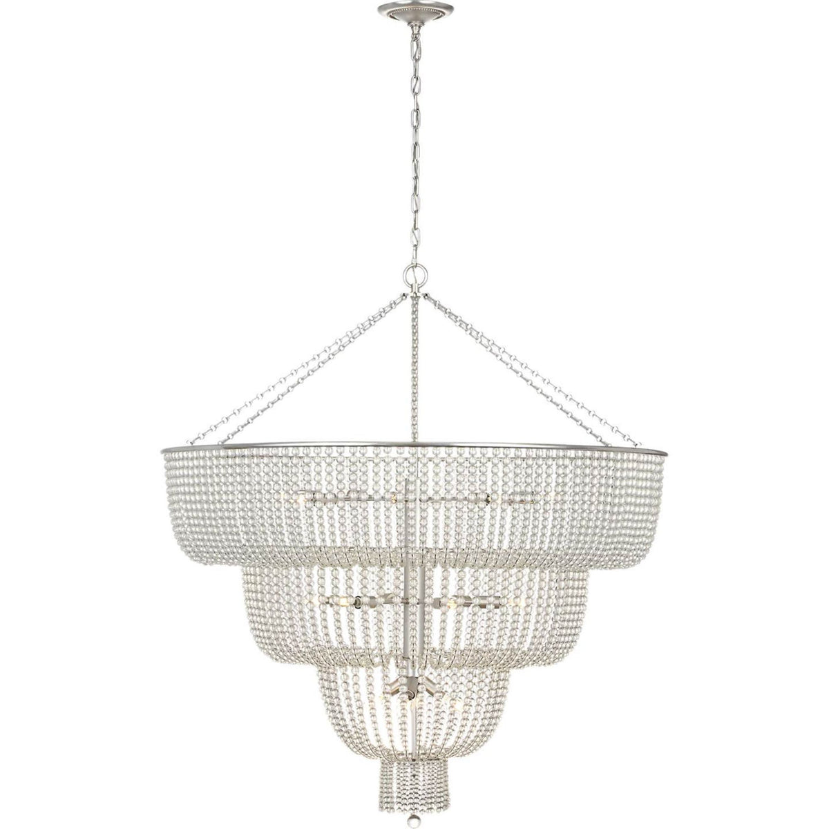 AERIN Jacqueline 46" Basket Chandelier in Burnished Silver Leaf with Clear Glass W45.5" x H50.25"