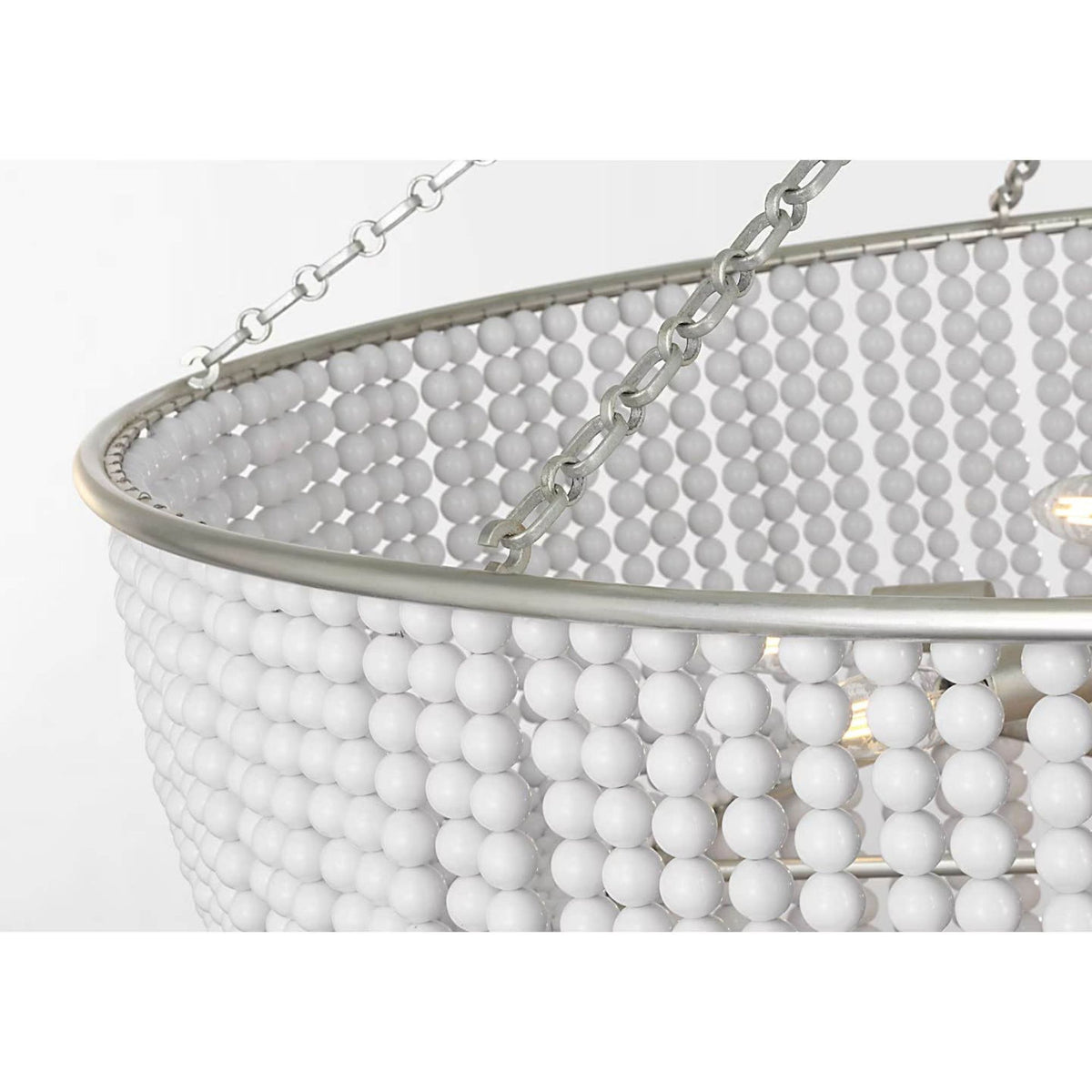 AERIN Jacqueline 46" Basket Chandelier in Burnished Silver Leaf with White Acrylic W45.5" x H50.25"