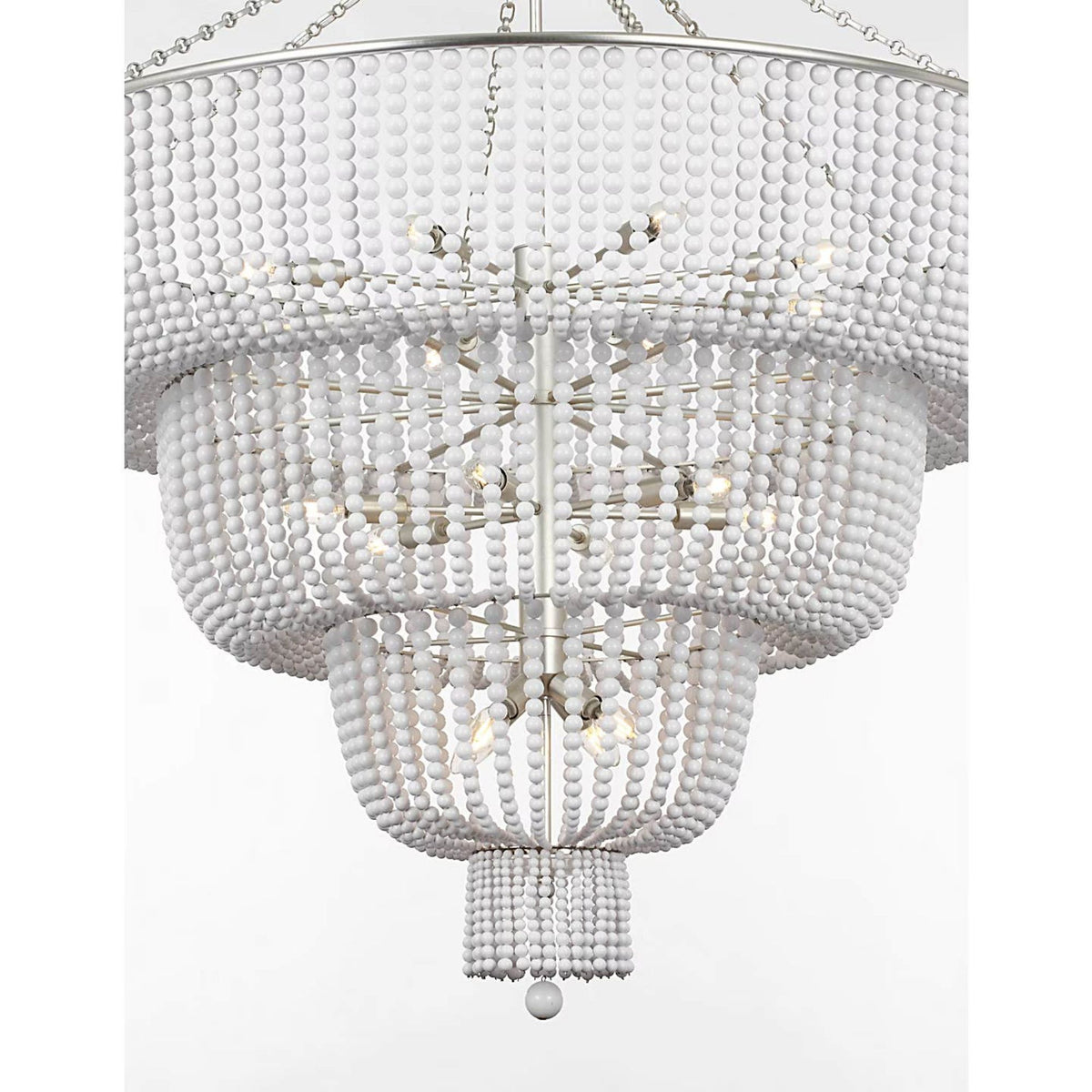 AERIN Jacqueline 46" Basket Chandelier in Burnished Silver Leaf with White Acrylic W45.5" x H50.25"