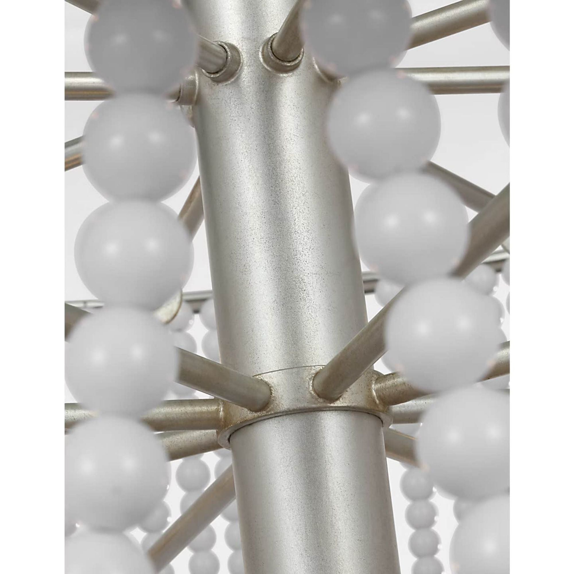 AERIN Jacqueline 46" Basket Chandelier in Burnished Silver Leaf with White Acrylic W45.5" x H50.25"