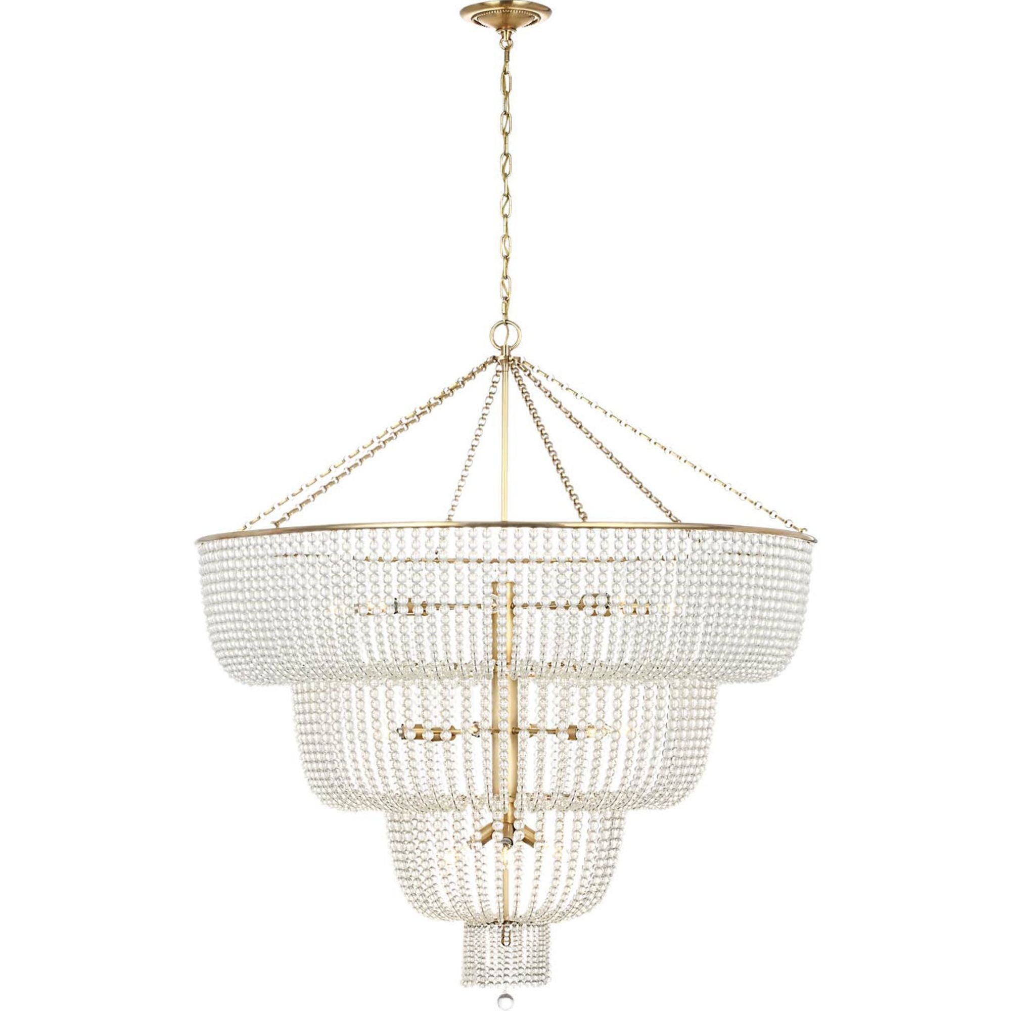 AERIN Jacqueline 46" Basket Chandelier in Hand-Rubbed Antique Brass with Clear Glass W45.5" x H50.25"