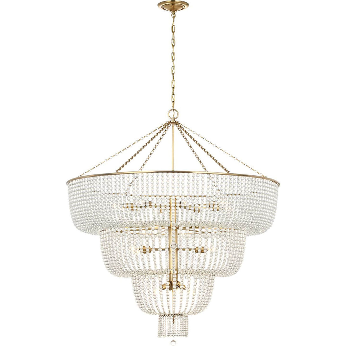 AERIN Jacqueline 46" Basket Chandelier in Hand-Rubbed Antique Brass with Clear Glass W45.5" x H50.25"