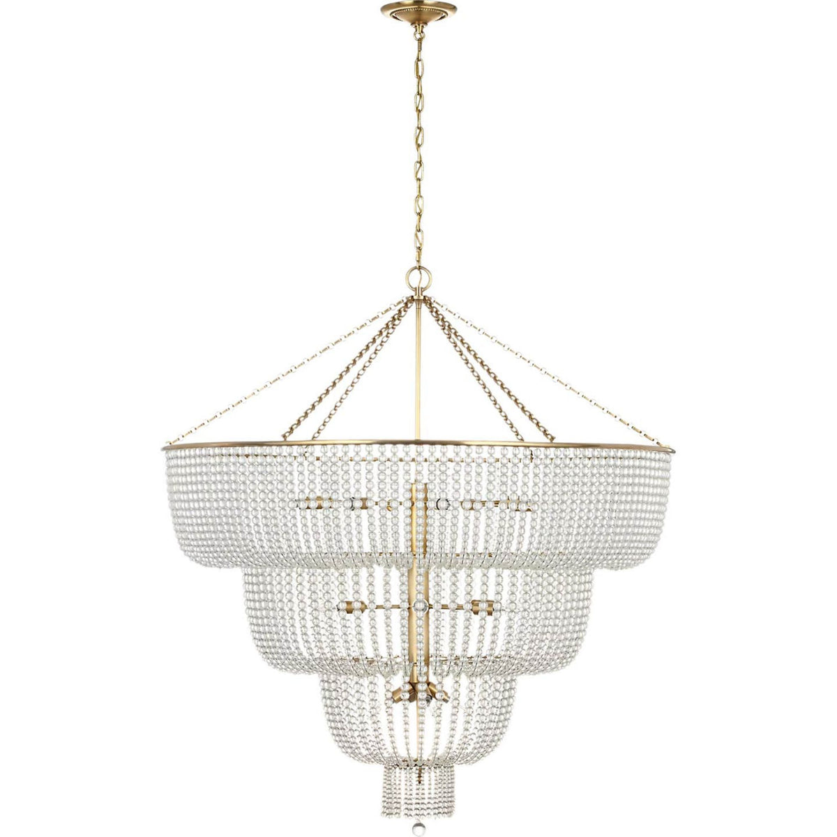 AERIN Jacqueline 46" Basket Chandelier in Hand-Rubbed Antique Brass with Clear Glass W45.5" x H50.25"