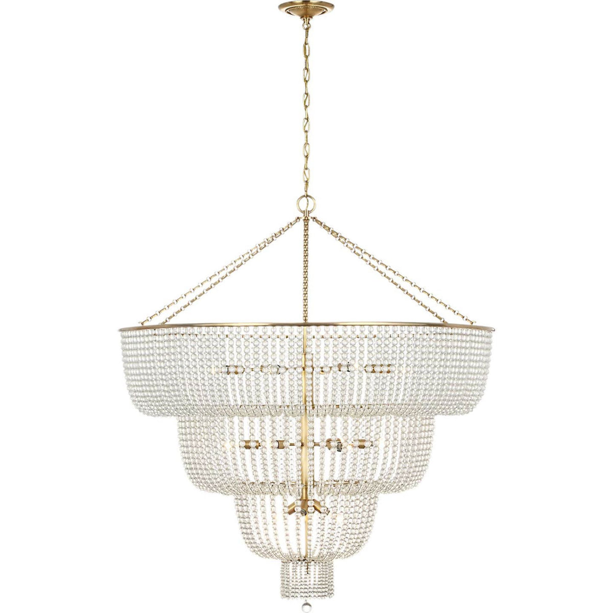 AERIN Jacqueline 46" Basket Chandelier in Hand-Rubbed Antique Brass with Clear Glass W45.5" x H50.25"