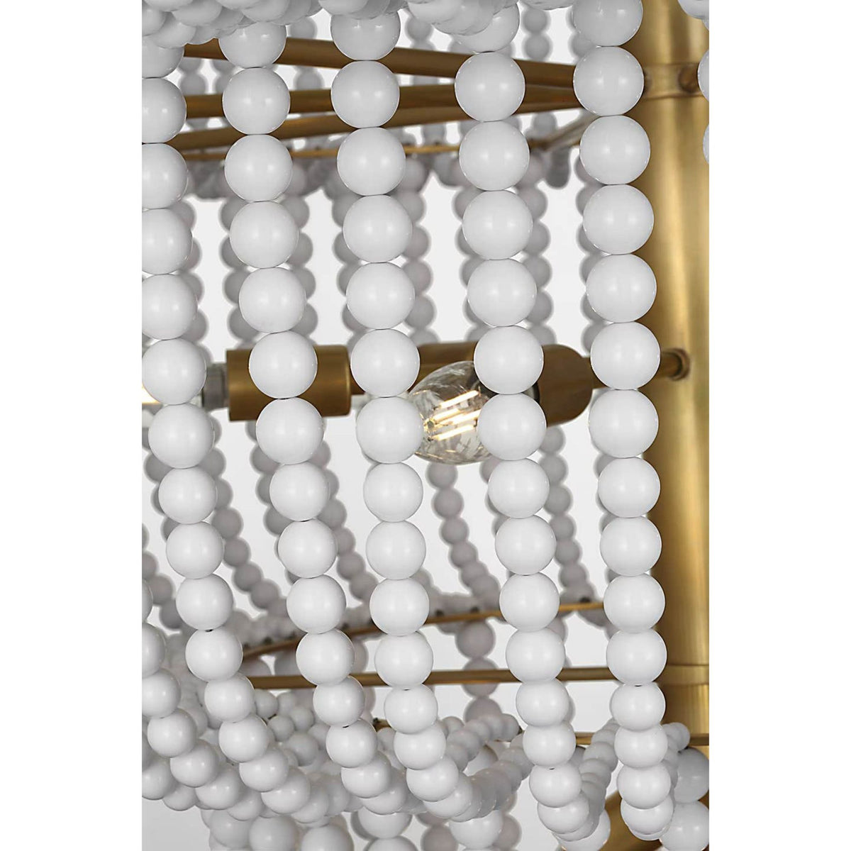 AERIN Jacqueline 46" Basket Chandelier in Hand-Rubbed Antique Brass with White Glass W45.5" x H50.25"