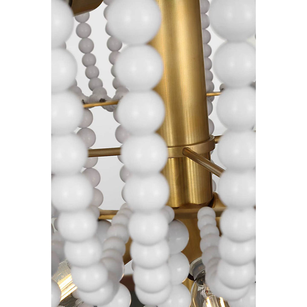 AERIN Jacqueline 46" Basket Chandelier in Hand-Rubbed Antique Brass with White Glass W45.5" x H50.25"