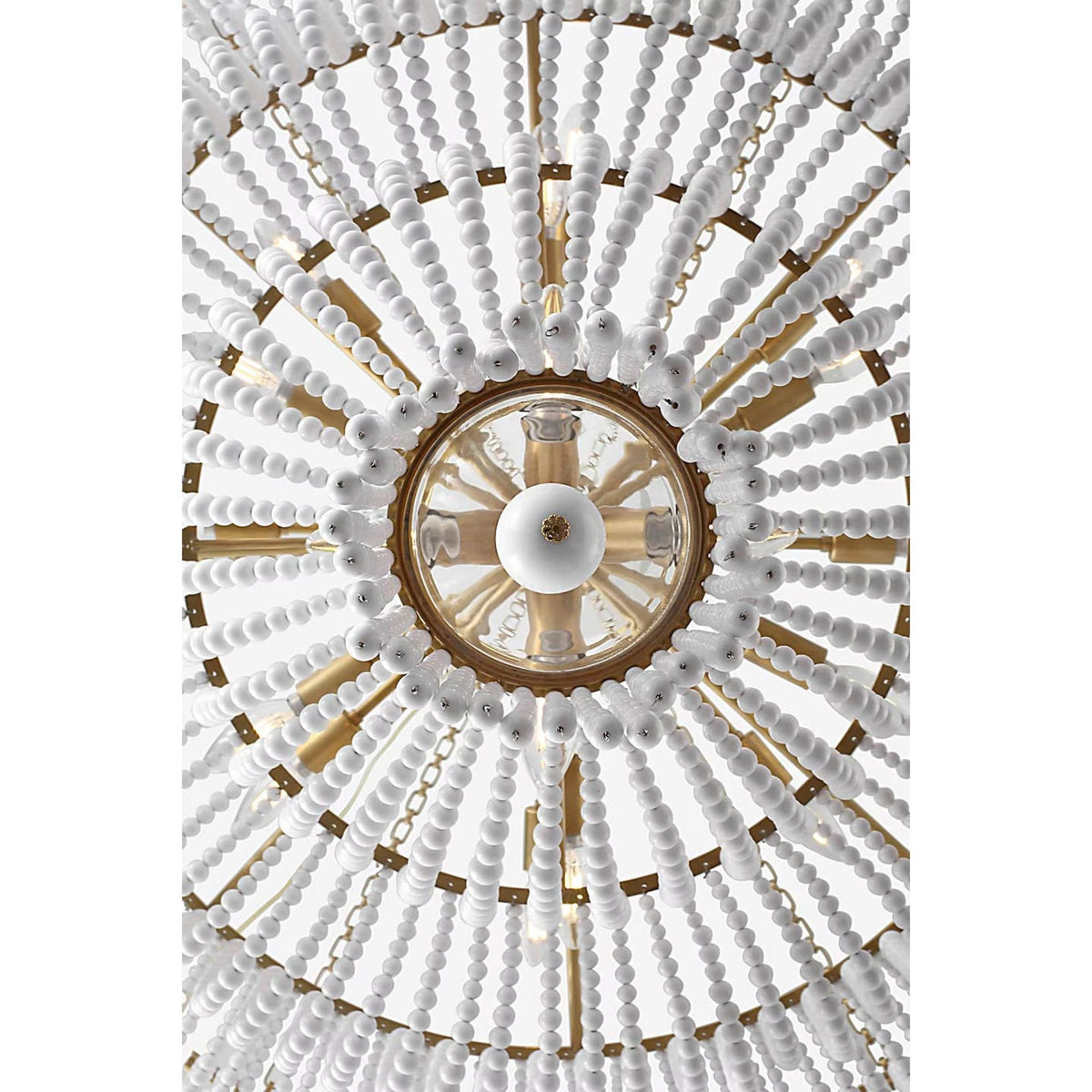 AERIN Jacqueline 46" Basket Chandelier in Hand-Rubbed Antique Brass with White Glass W45.5" x H50.25"