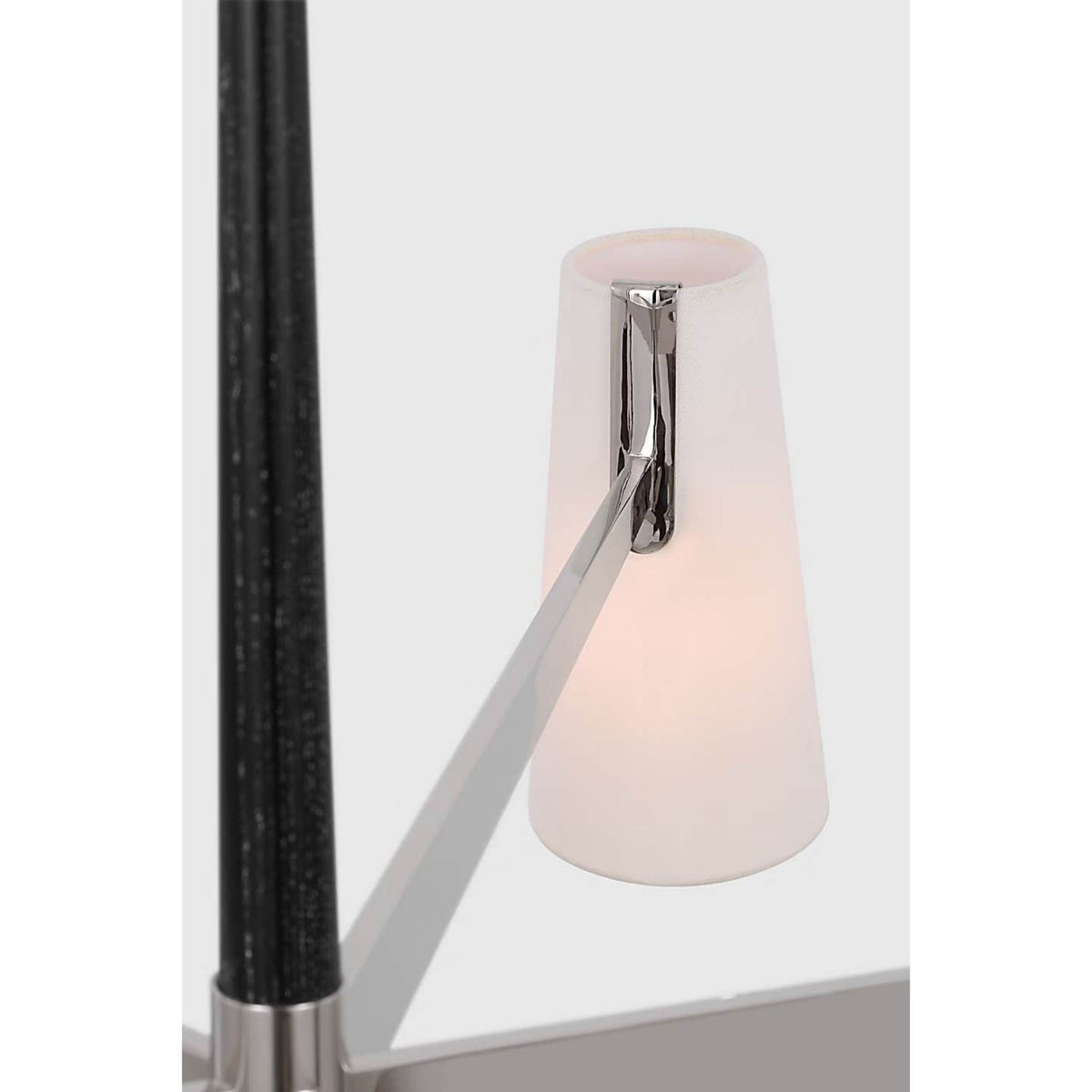 AERIN Olina 44" Chandelier in Polished Nickel and Ebony with Linen Shades W42" x H19.5"