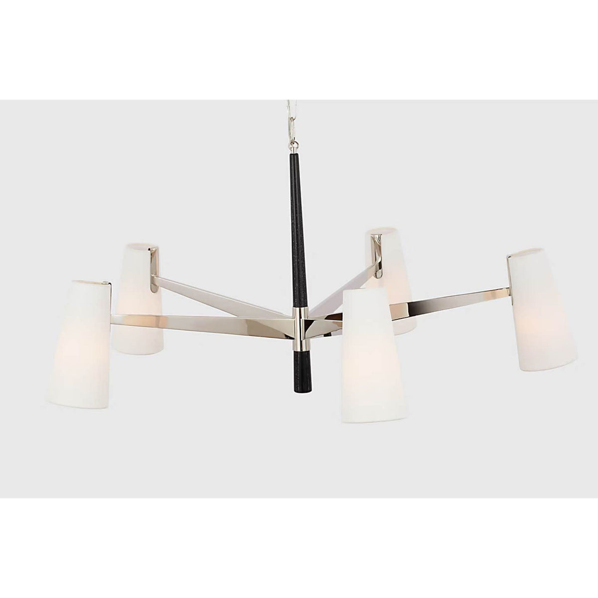 AERIN Olina 44" Chandelier in Polished Nickel and Ebony with Linen Shades W42" x H19.5"