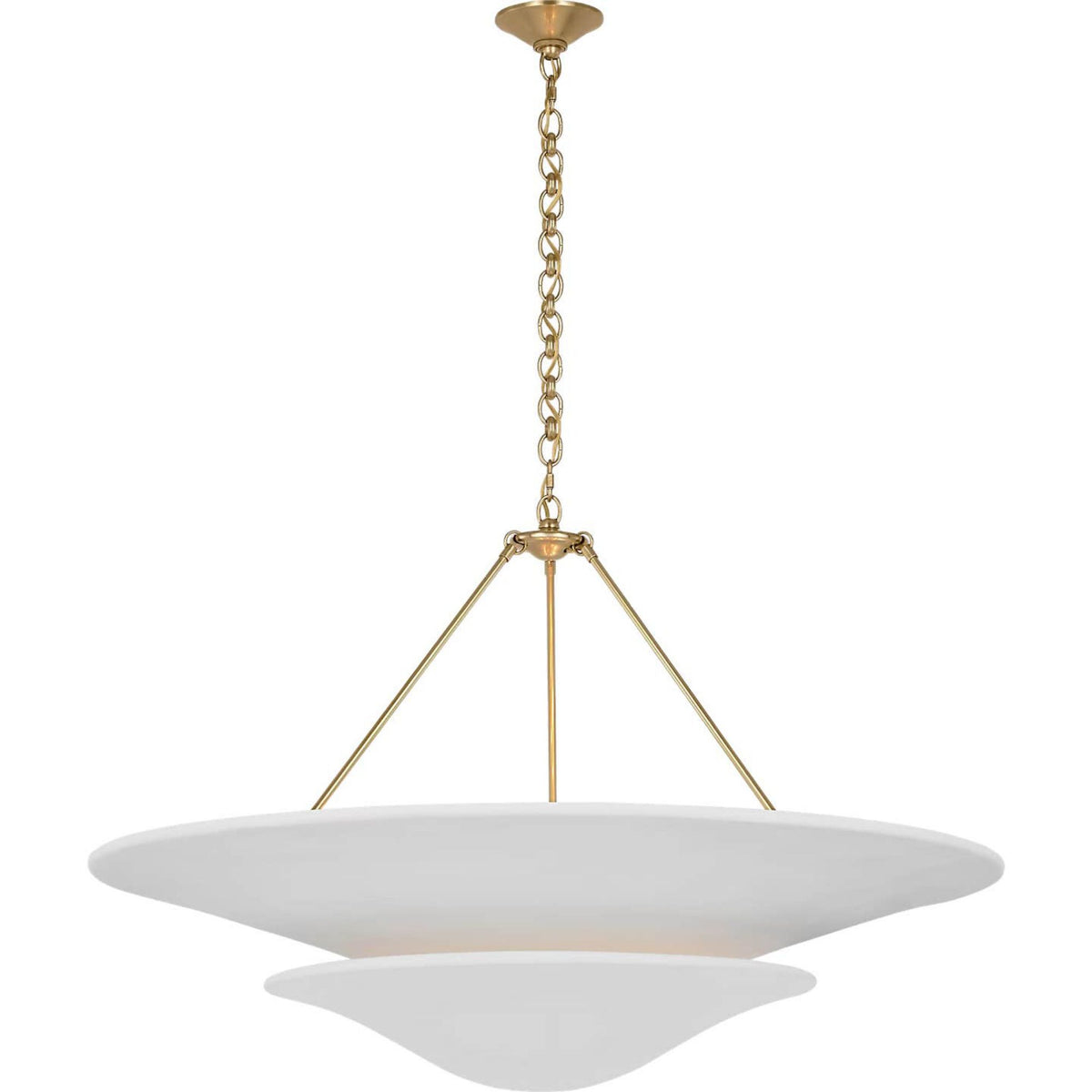 AERIN Mollino 40" Chandelier in Hand-Rubbed Antique Brass with Plaster White Shade W40" x H26.5"