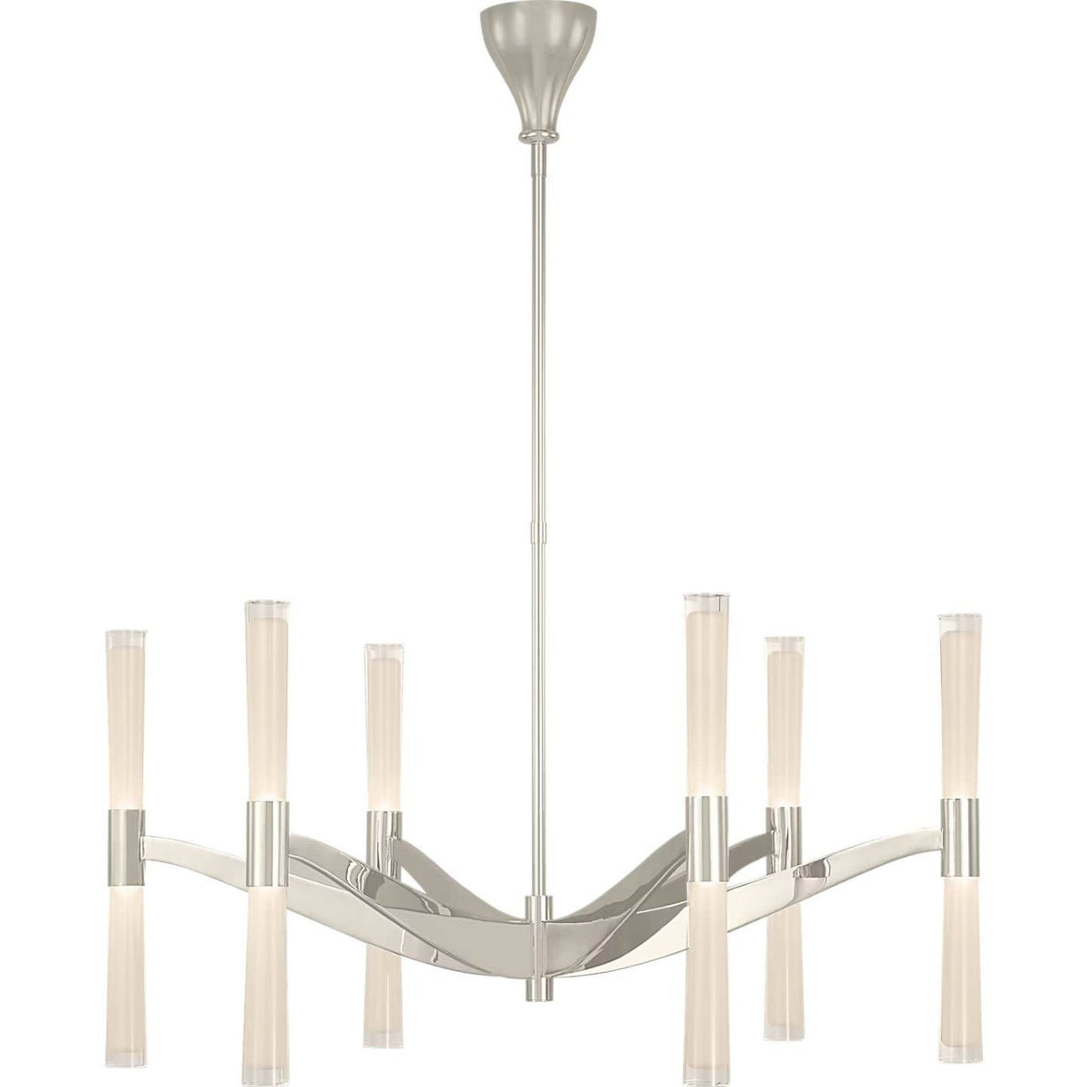 AERIN Brenta Extra Large Chandelier in Polished Nickel with White Glass W40"