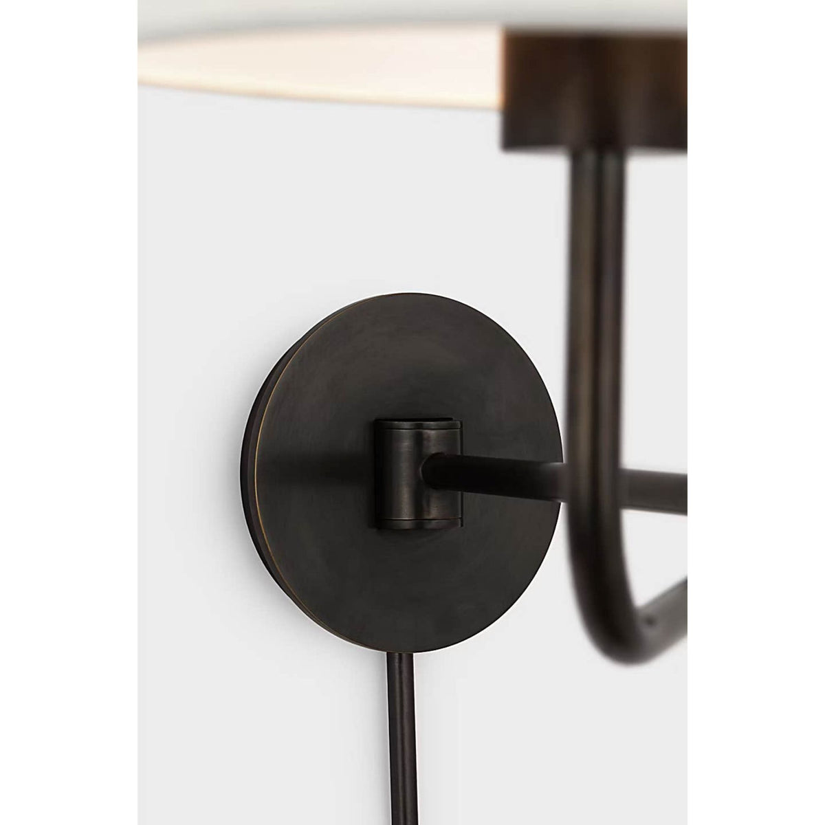 Barbara Barry Go Lightly Swing Arm Wall Light in Bronze with Linen Shade W8.75" x H15.75" x E8.75" - 21"