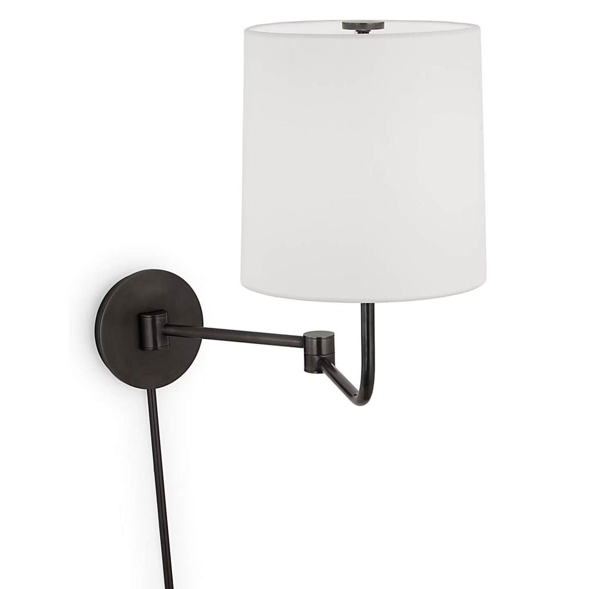 Barbara Barry Go Lightly Swing Arm Wall Light in Bronze with Linen Shade W8.75" x H15.75" x E8.75" - 21"