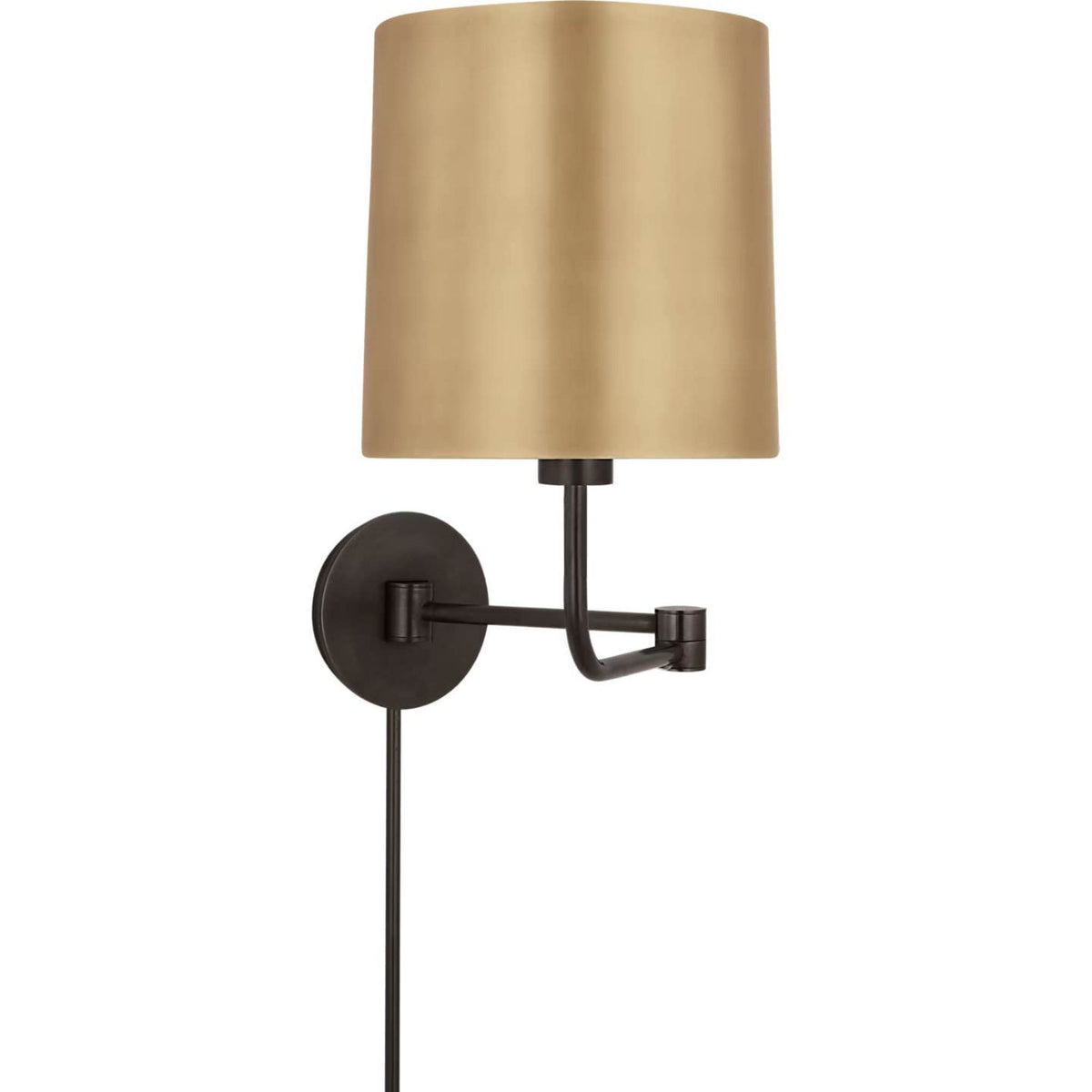 Barbara Barry Go Lightly Swing Arm Wall Light in Bronze with Soft Brass Shade W8.75" x H15.75" x E8.75" - 21"