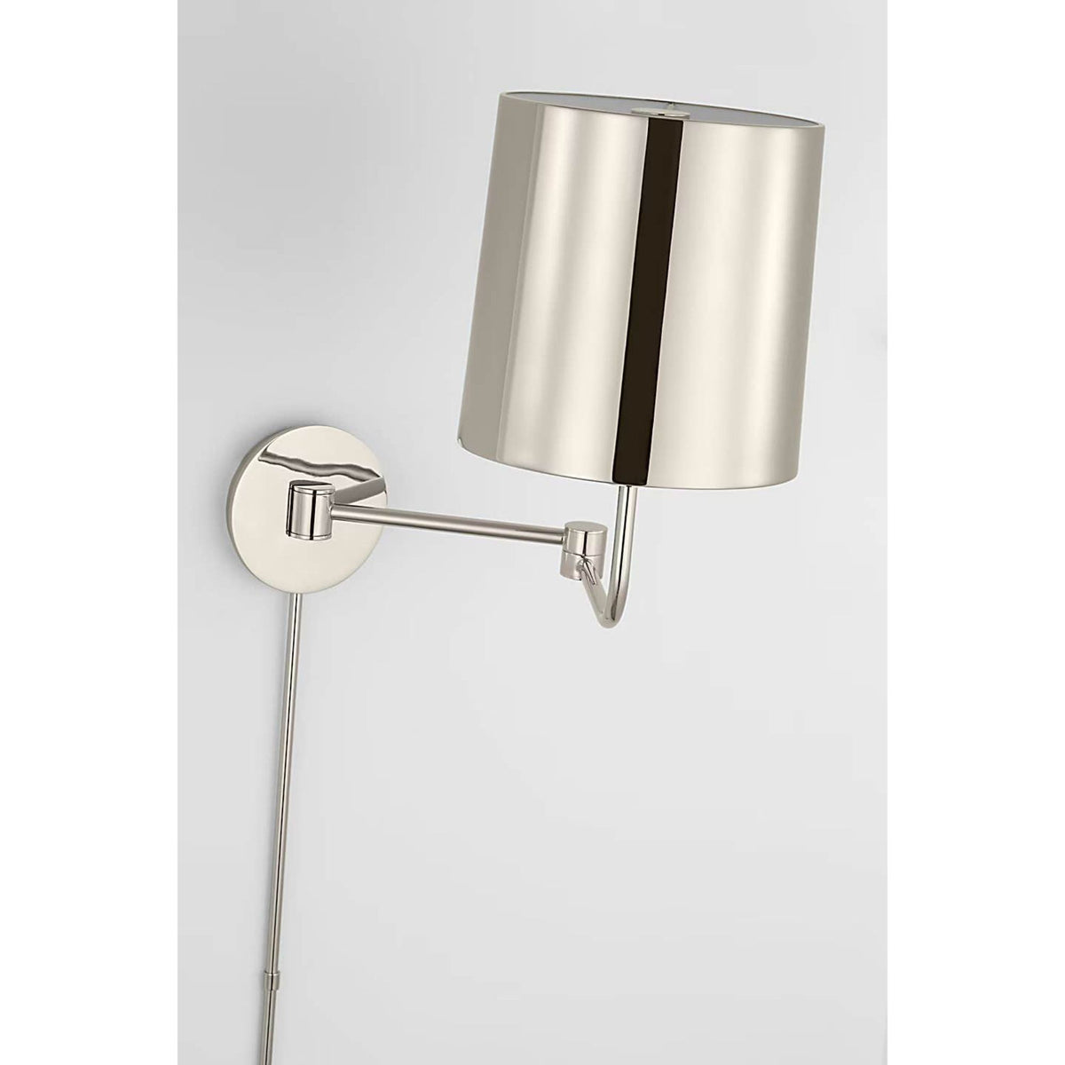 Barbara Barry Go Lightly Swing Arm Wall Light in Polished Nickel with Polished Nickel Shade W8.75" x H15.75" x E8.75" - 21"